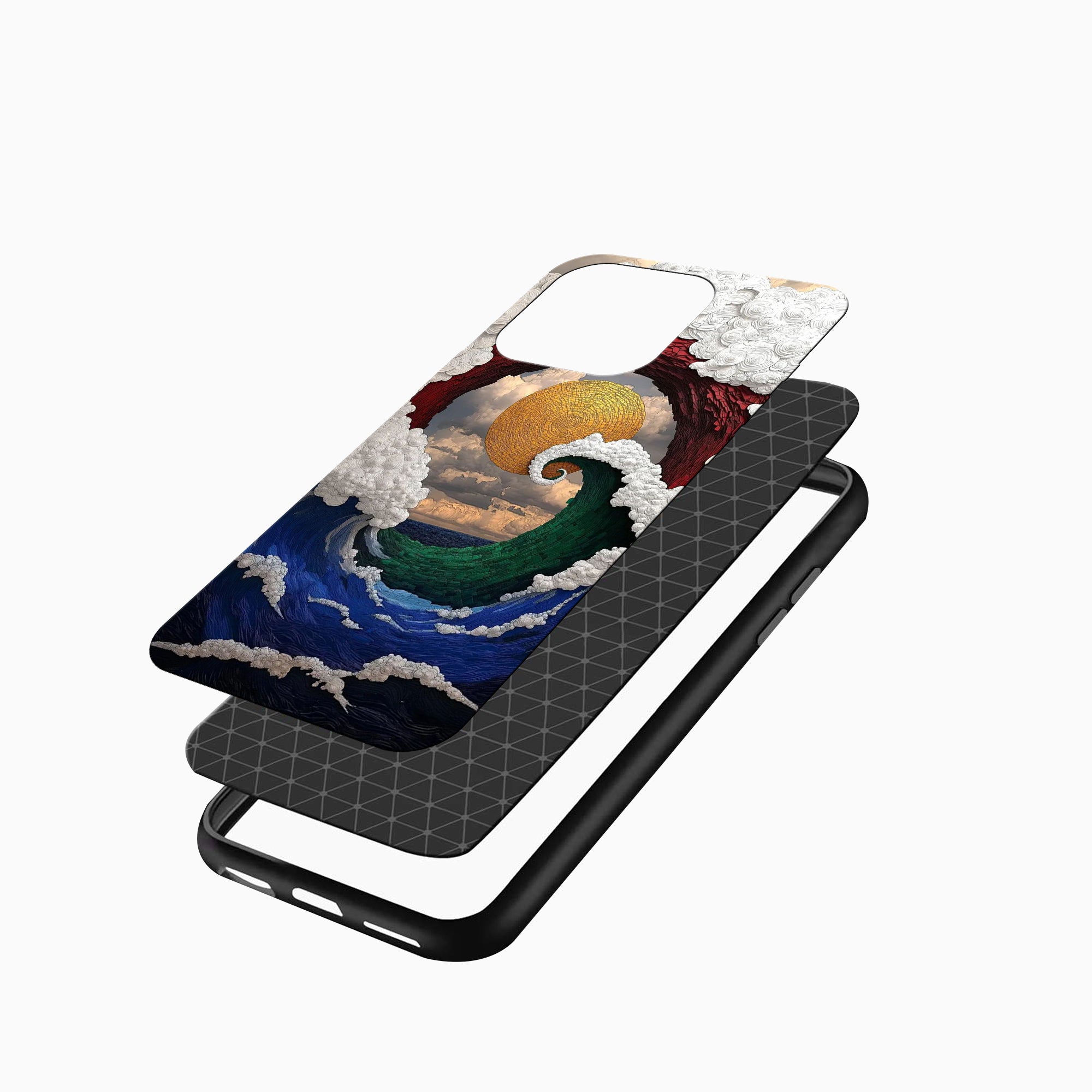 Cosmic Ocean Wave Artistic Phone Case Phone case with wave design on a white background