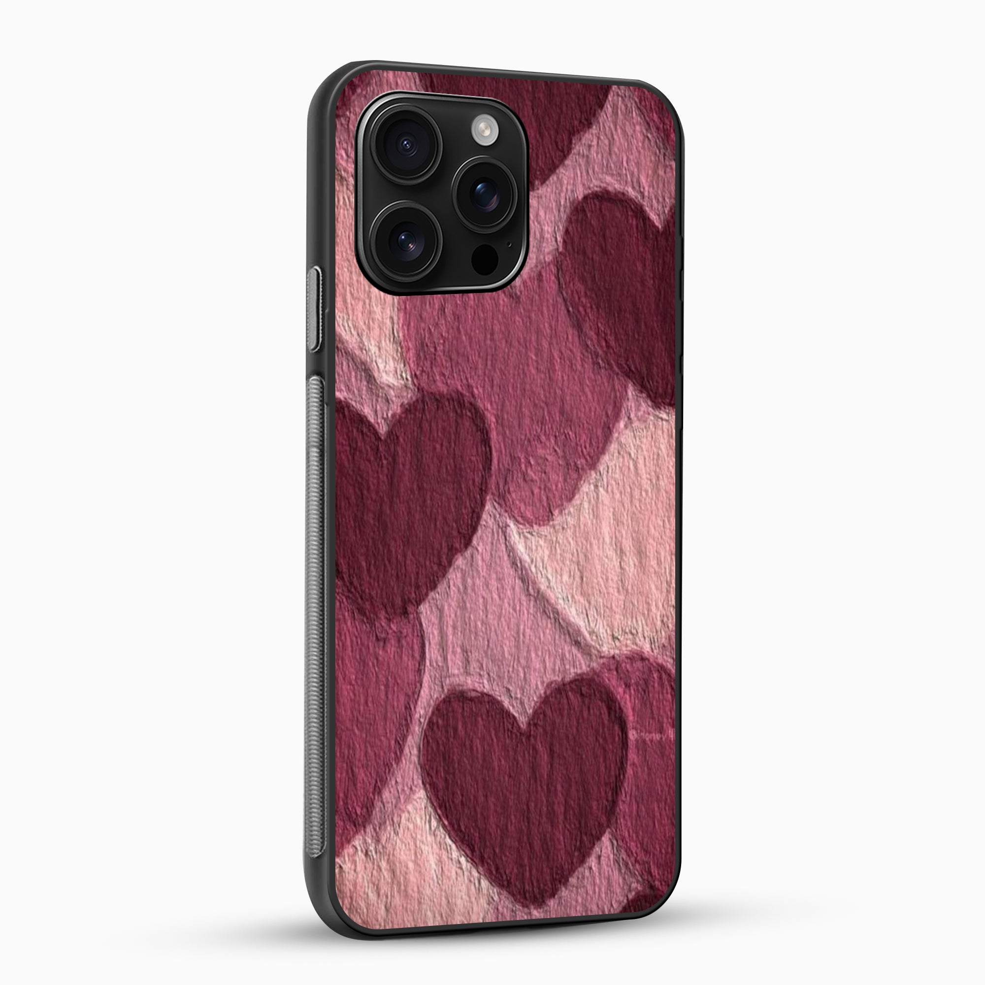 Romantic Heart Pattern Phone Case Phone case with heart pattern on a white background