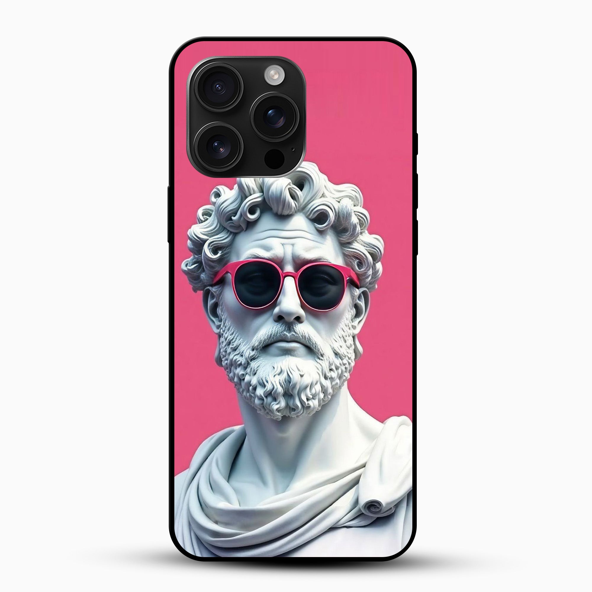 Cool Caesar in Shades Phone Case Phone case with classical statue wearing pink sunglasses on a pink background