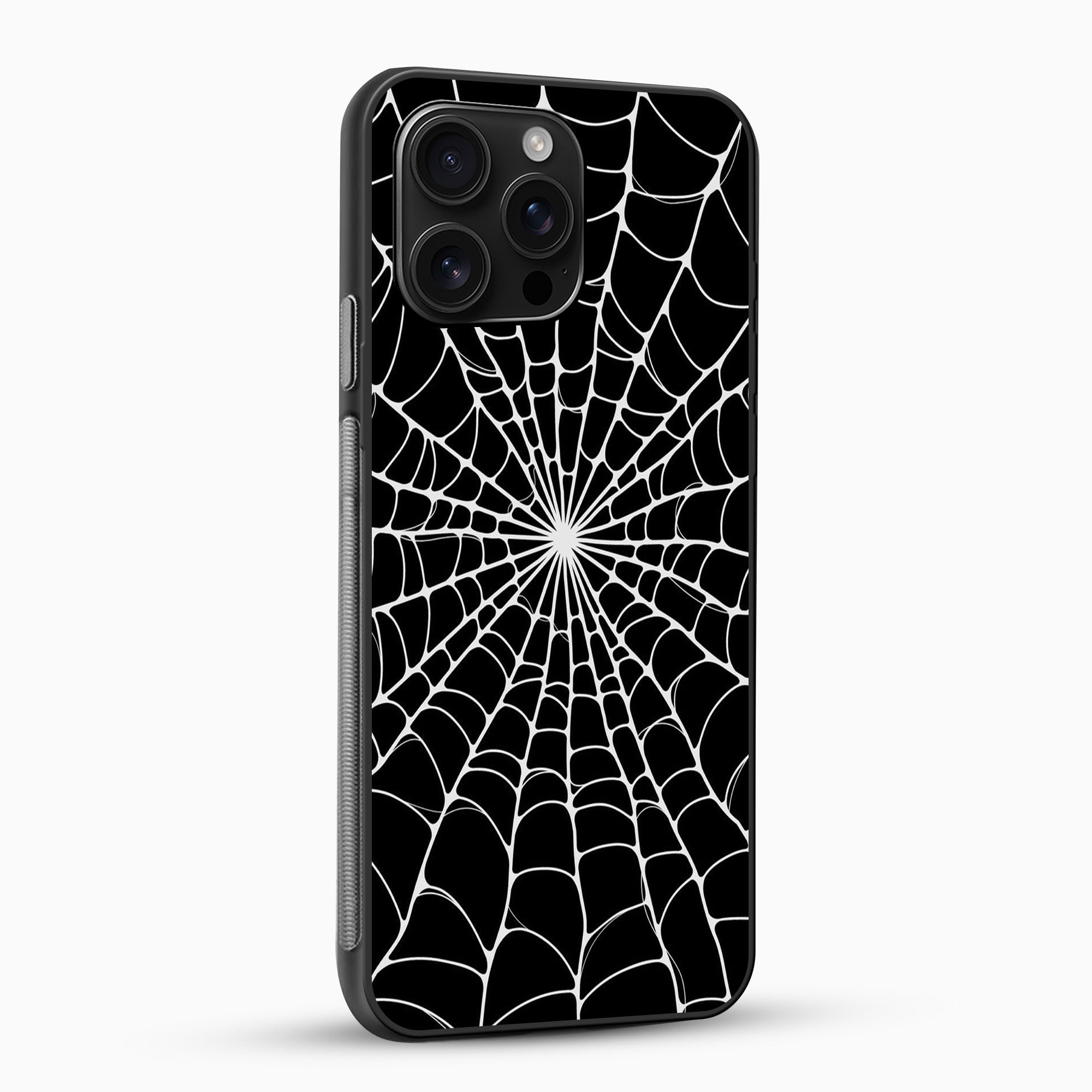 Black & White Spider Web Phone Case Phone case with a spider web design on a black background