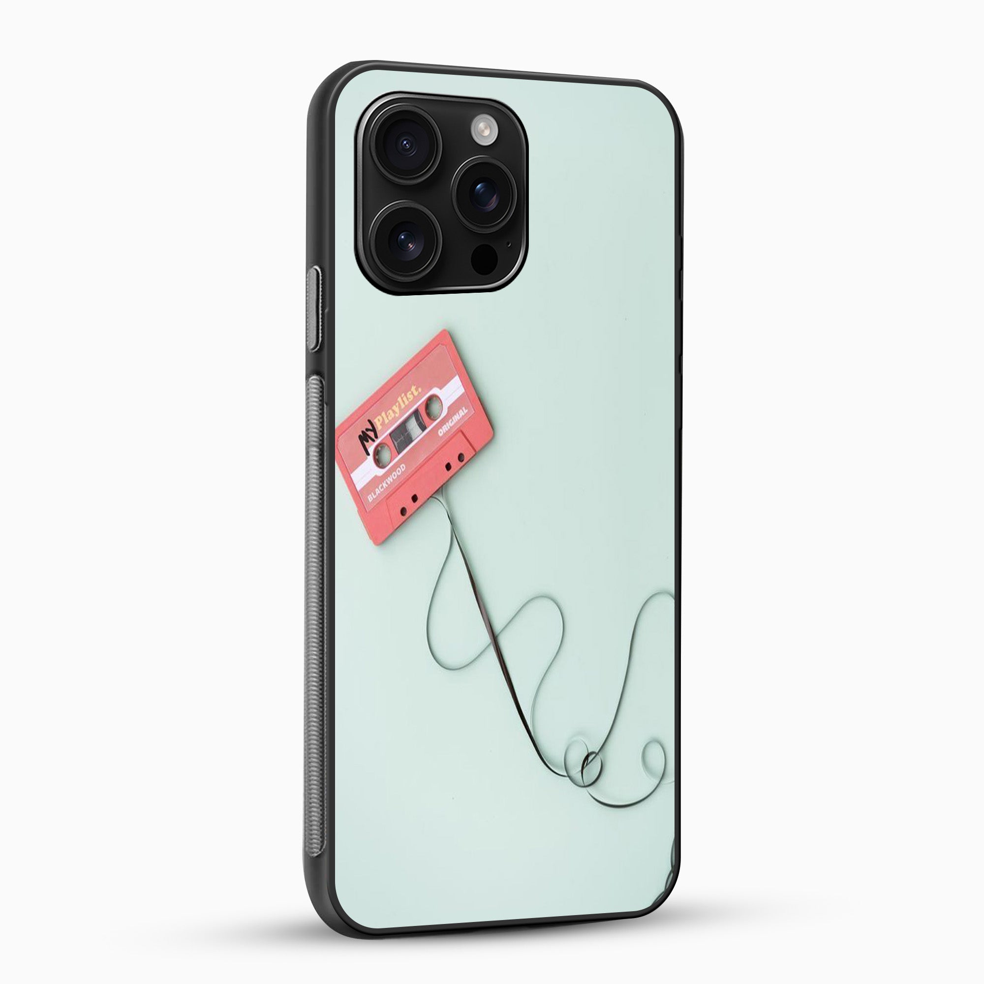 Pastel Mint Phone Case Phone case with a cassette tape design on a light green background