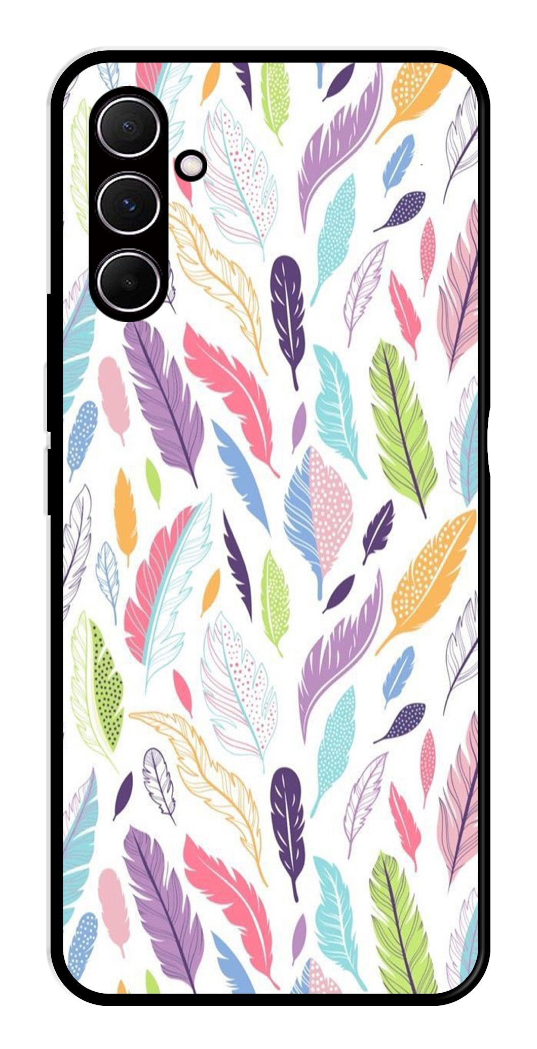 Colorful Feathers Metal Mobile Case for Samsung Galaxy A55 5G Colorful Feathers Metal Mobile Case for Samsung Galaxy A55 5G (Design No -06)