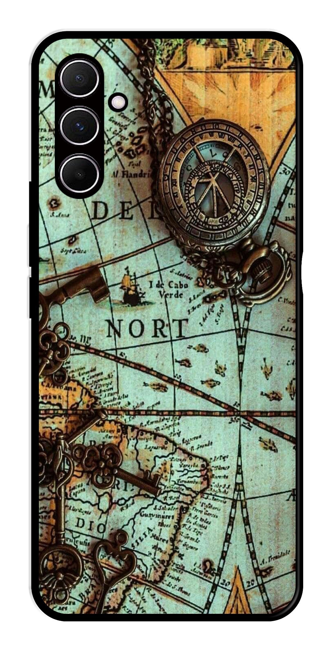 Map Design Metal Mobile Case for Samsung Galaxy A35 5G (Design No -54)