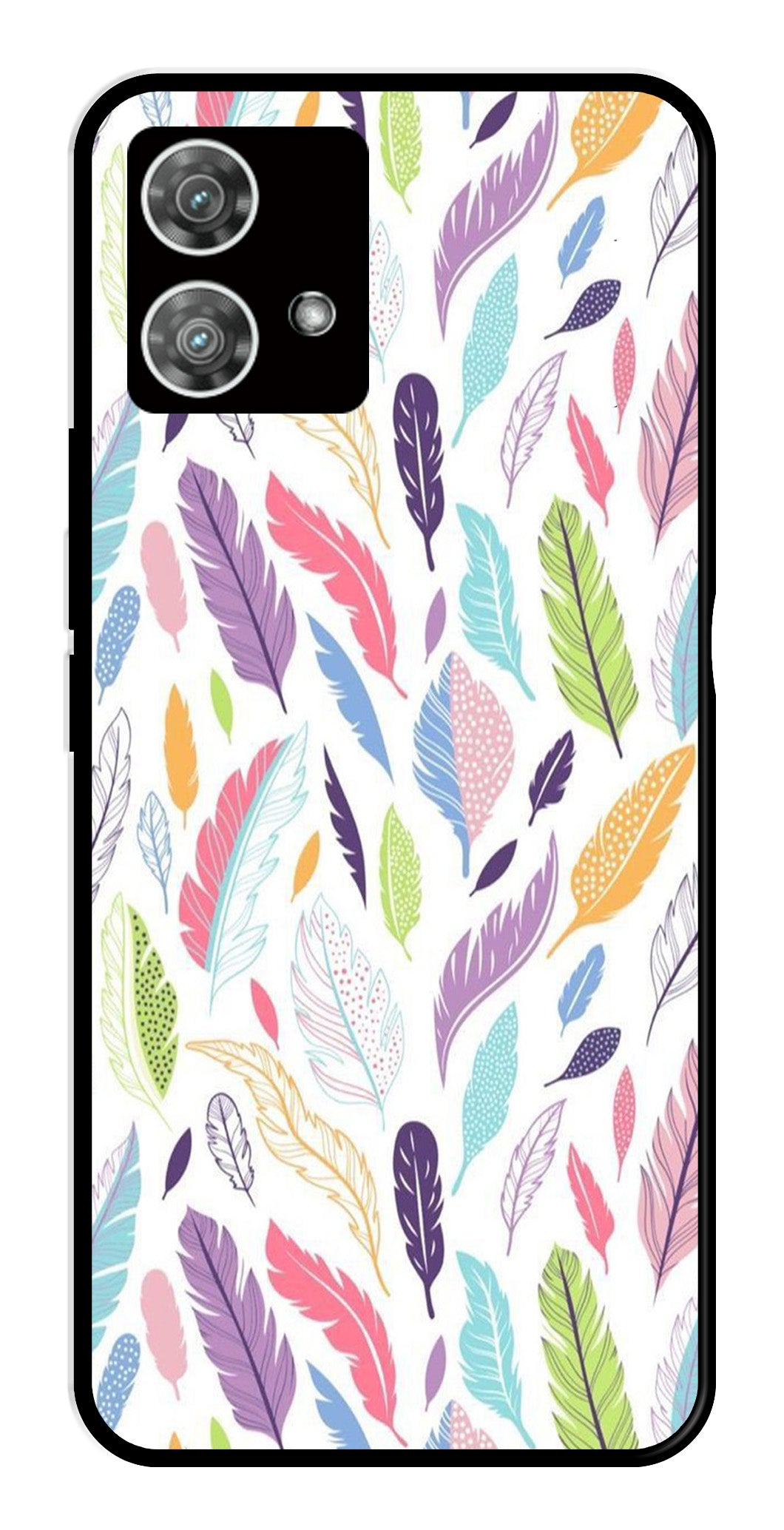 Colorful Feathers Metal Mobile Case for Moto Edge 40 5G Colorful Feathers Metal Mobile Case for Moto Edge 40 5G (Design No -06)