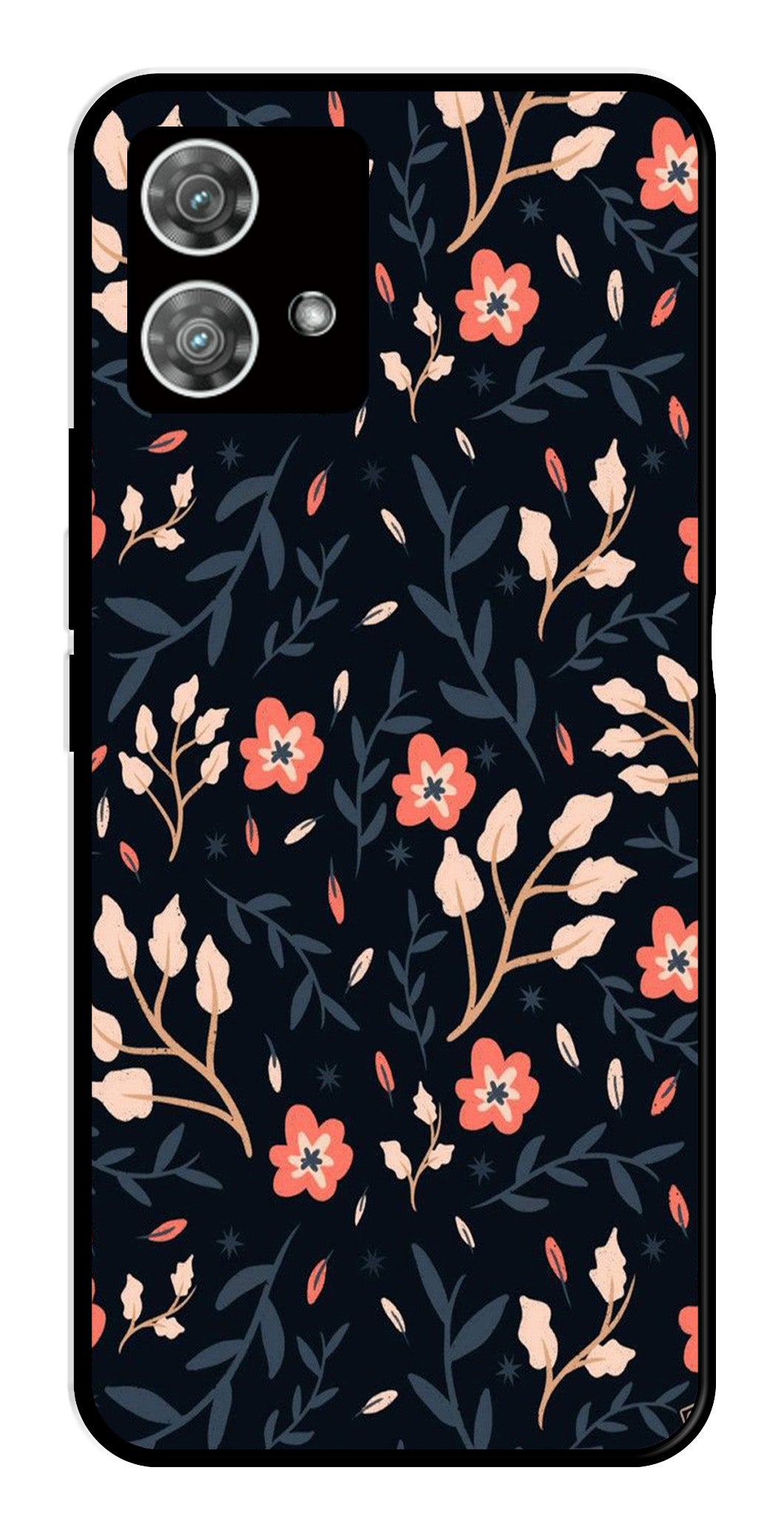 Floral Pattern Metal Mobile Case for Moto Edge 40 5G Floral Pattern Metal Mobile Case for Moto Edge 40 5G (Design No -10)
