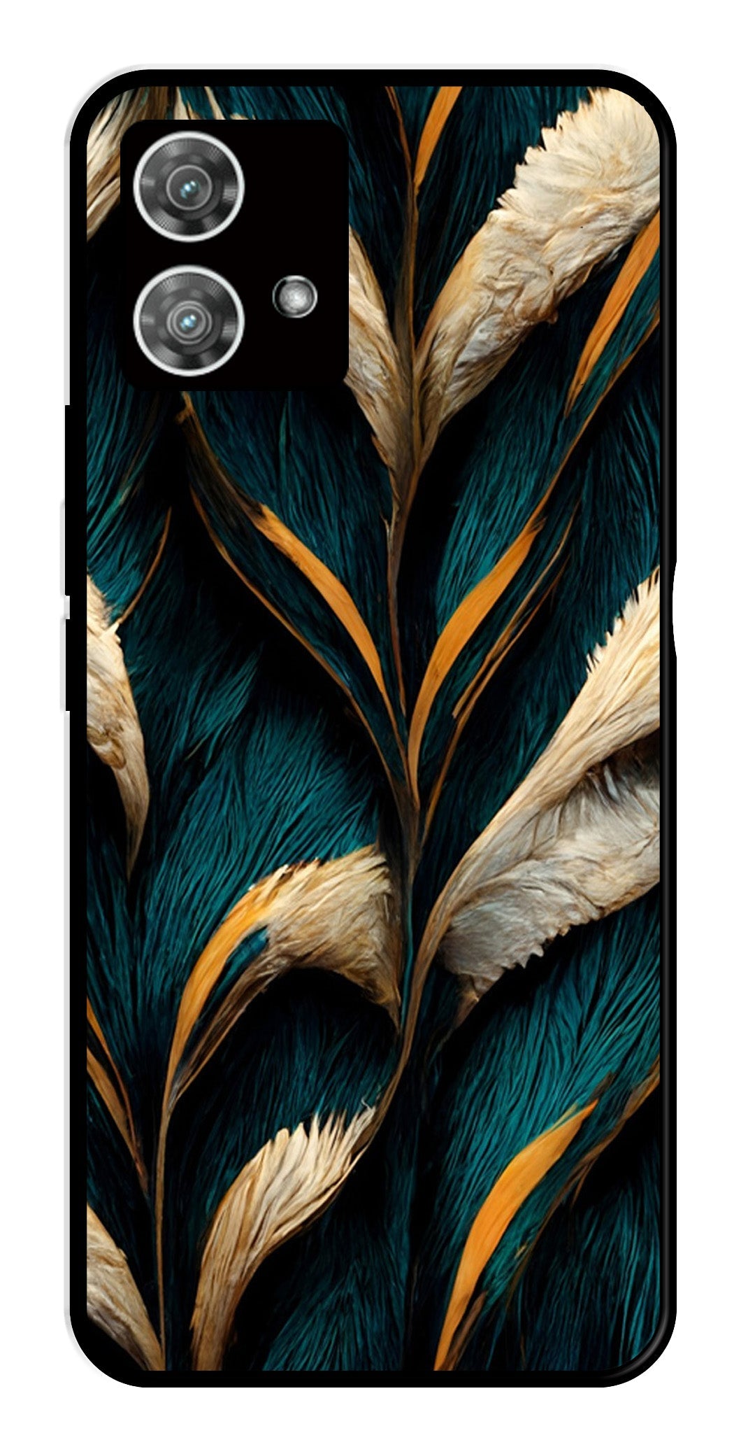 Feathers Metal Mobile Case for Moto Edge 40 5G Feathers Metal Mobile Case for Moto Edge 40 5G (Design No -30)