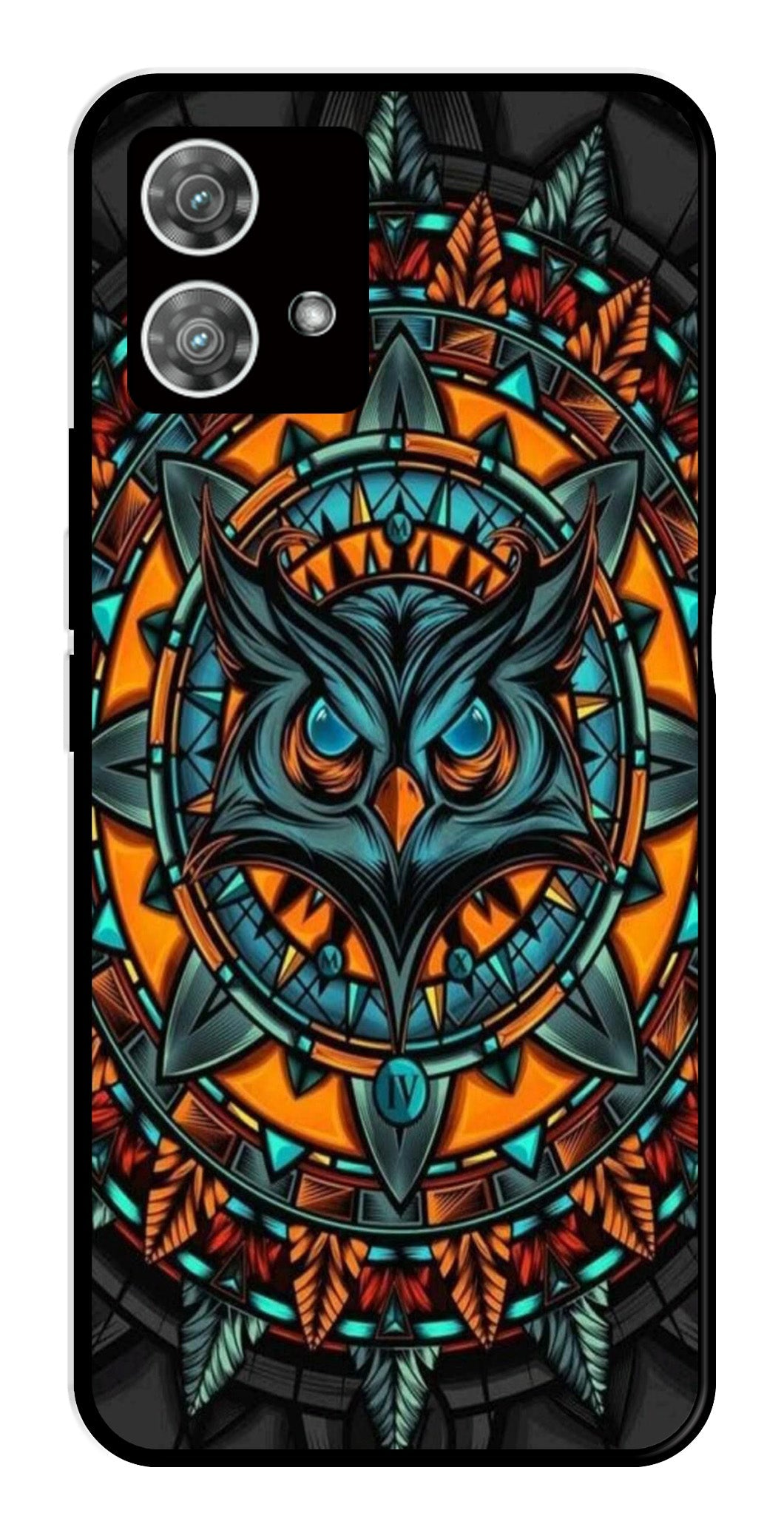 Owl Pattern Metal Mobile Case for Moto Edge 40 5G (Design No -42)