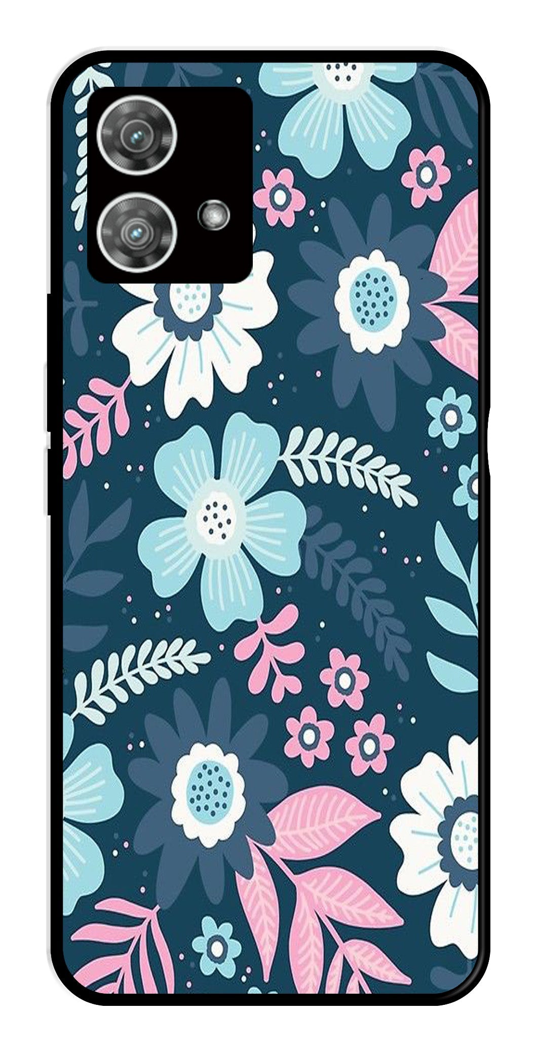 Flower Leaves Design Metal Mobile Case for Moto Edge 40 5G (Design No -50)