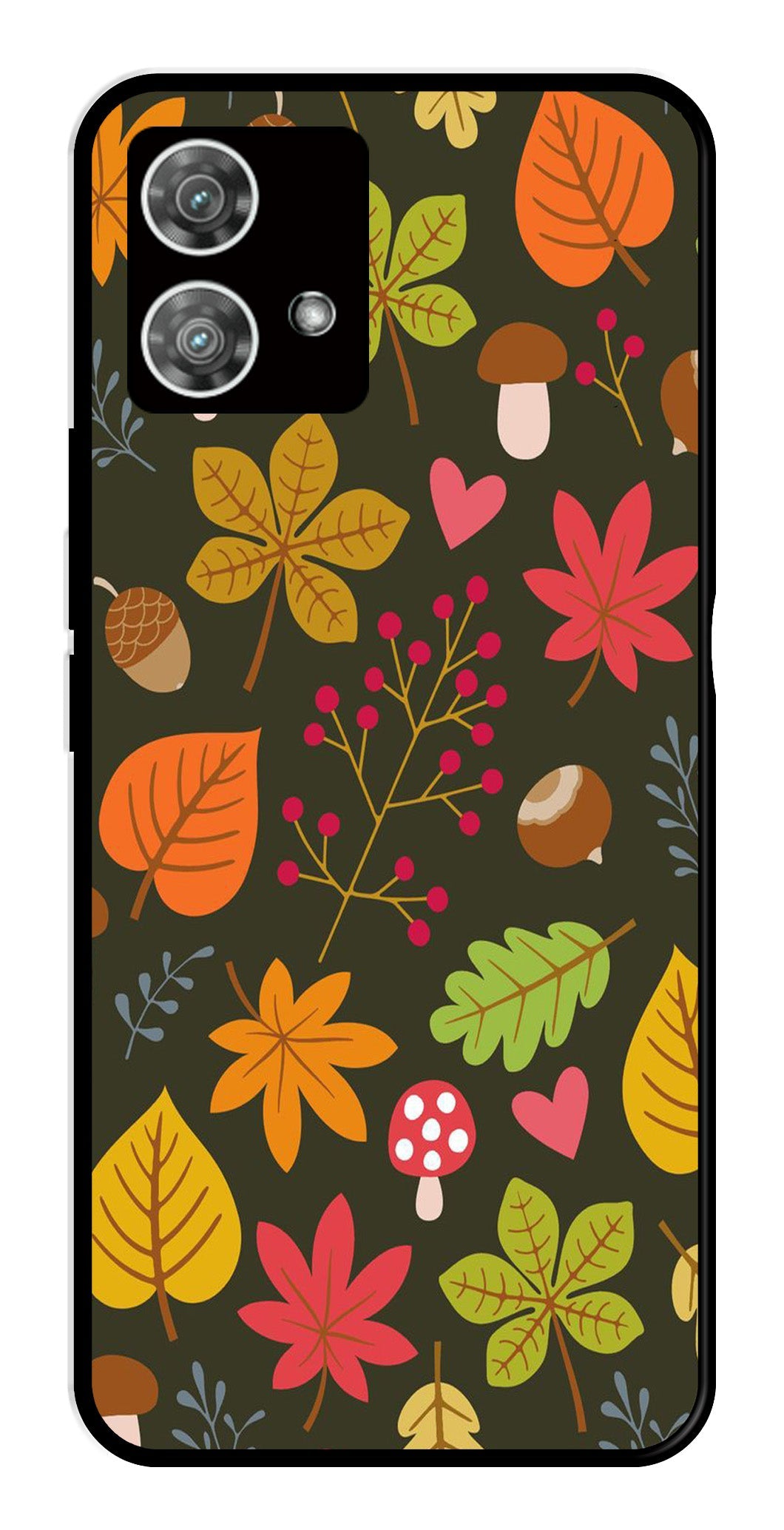 Leaves Design Metal Mobile Case for Moto Edge 40 5G (Design No -51)