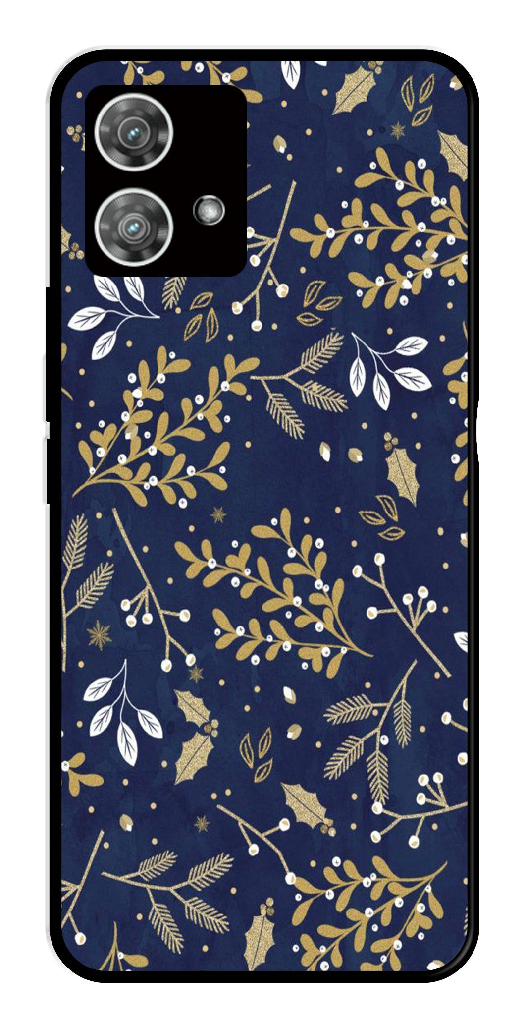 Floral Pattern Metal Mobile Case for Moto Edge 40 5G (Design No -52)
