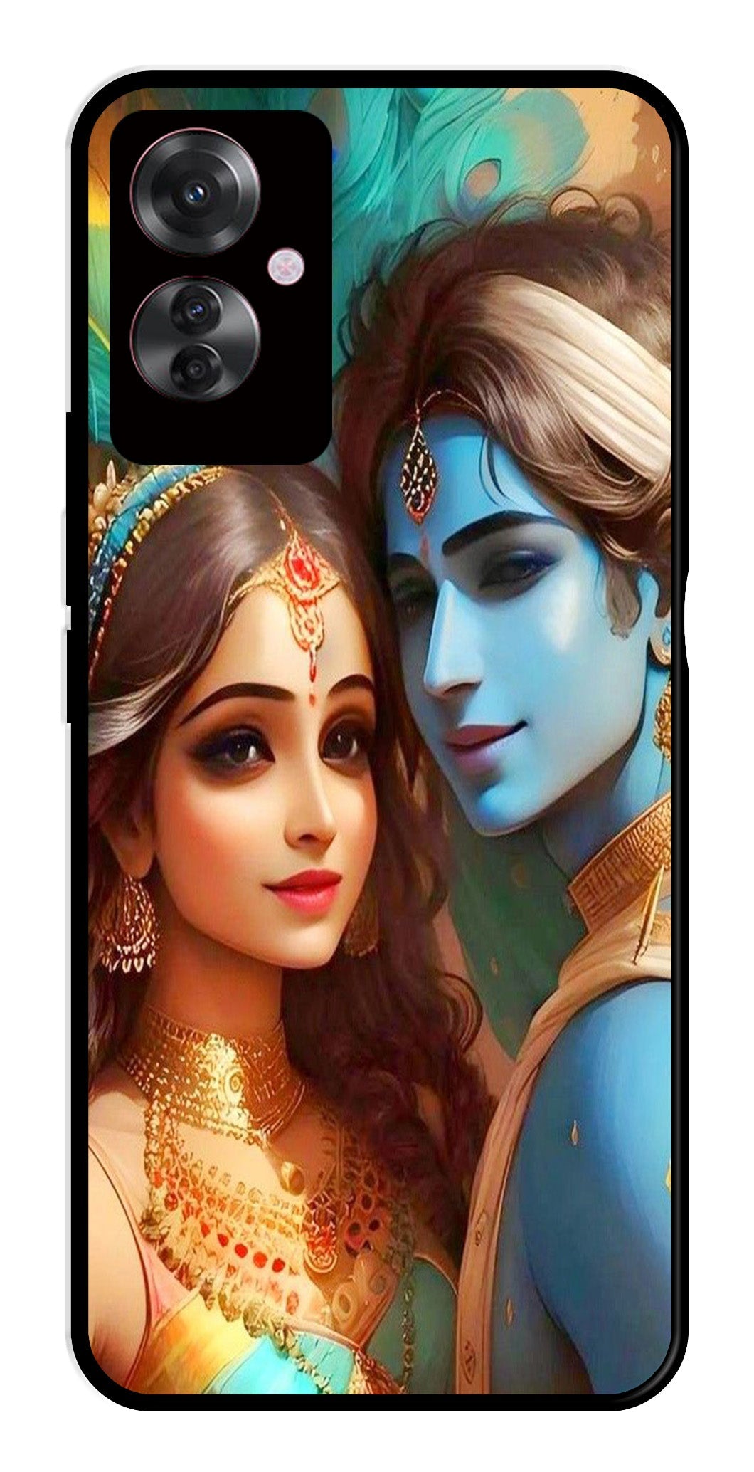 Lord Radha Krishna Metal Mobile Case for Oppo F25 Pro 5G (Design No -01)