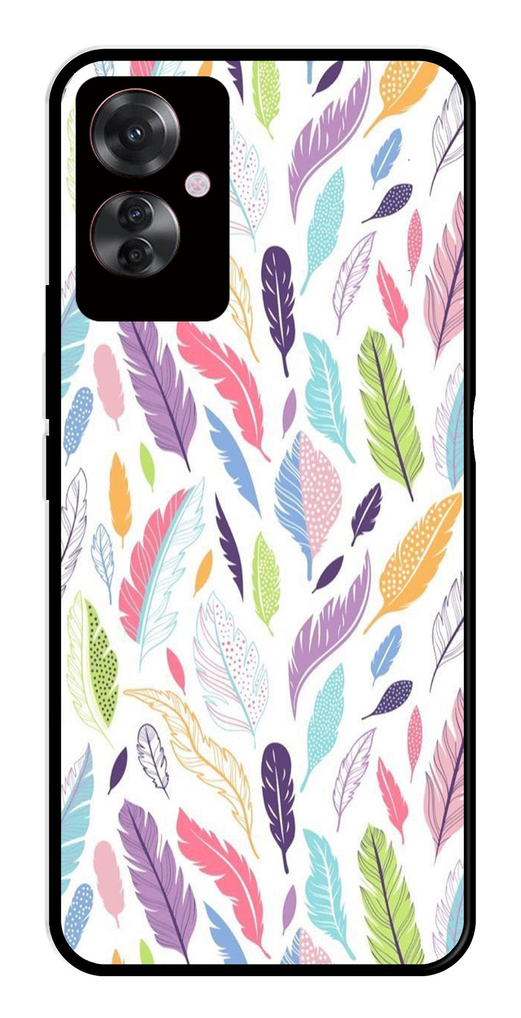 Colorful Feathers Metal Mobile Case for Oppo F25 Pro 5G (Design No -06)