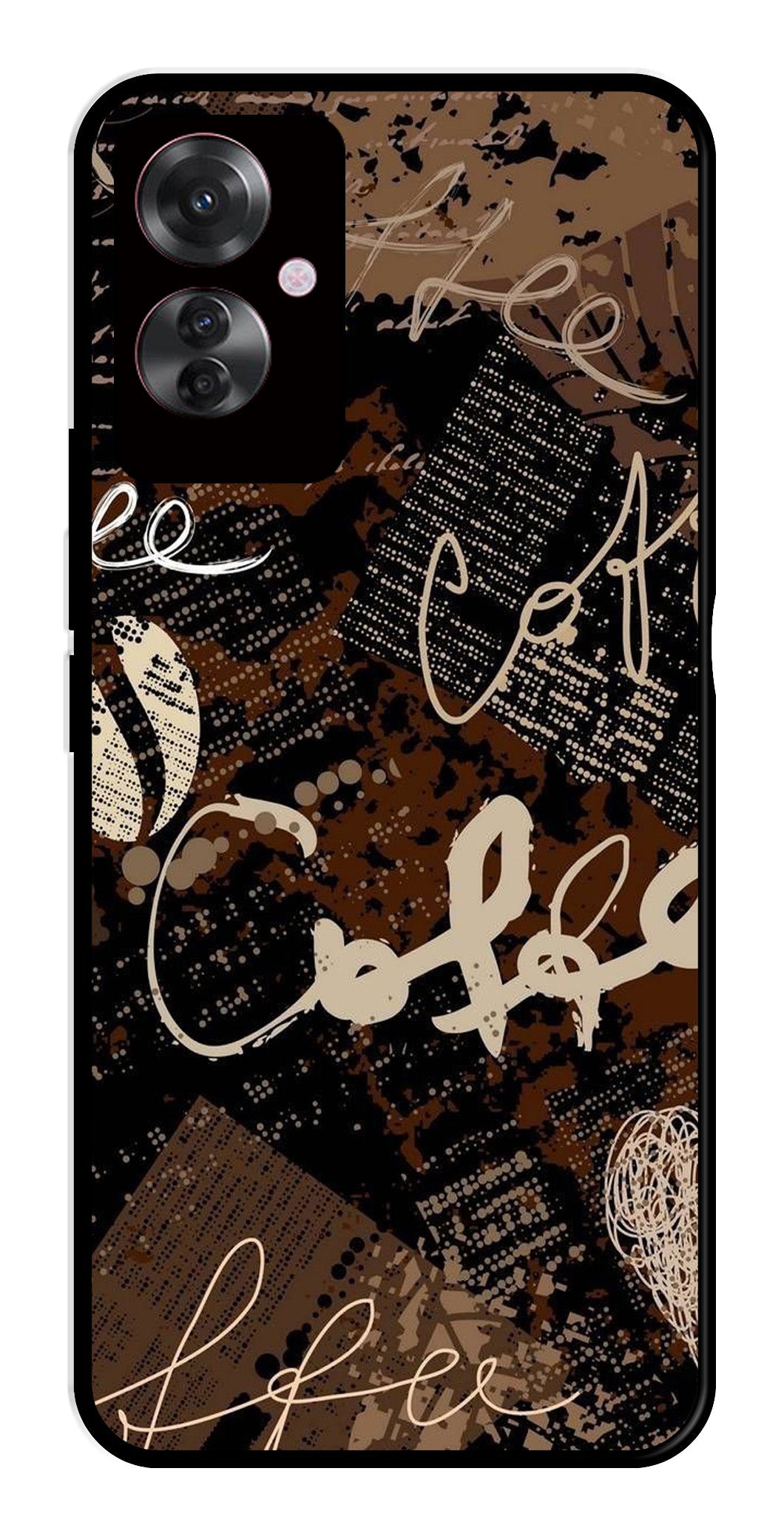 Coffee Pattern Metal Mobile Case for Oppo F25 Pro 5G Coffee Pattern Metal Mobile Case for Oppo F25 Pro 5G (Design No -37)