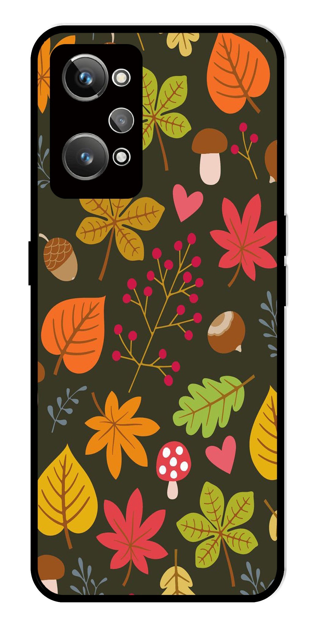 Leaves Design Metal Mobile Case for Realme GT Neo 2 (Design No -51)