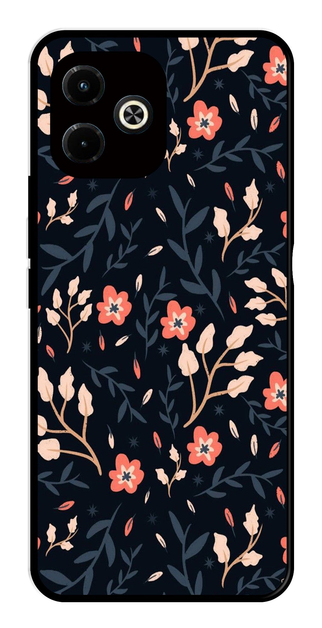 Floral Pattern Metal Mobile Case for Infinix Hot 40i Floral Pattern Metal Mobile Case for Infinix Hot 40i (Design No -10)