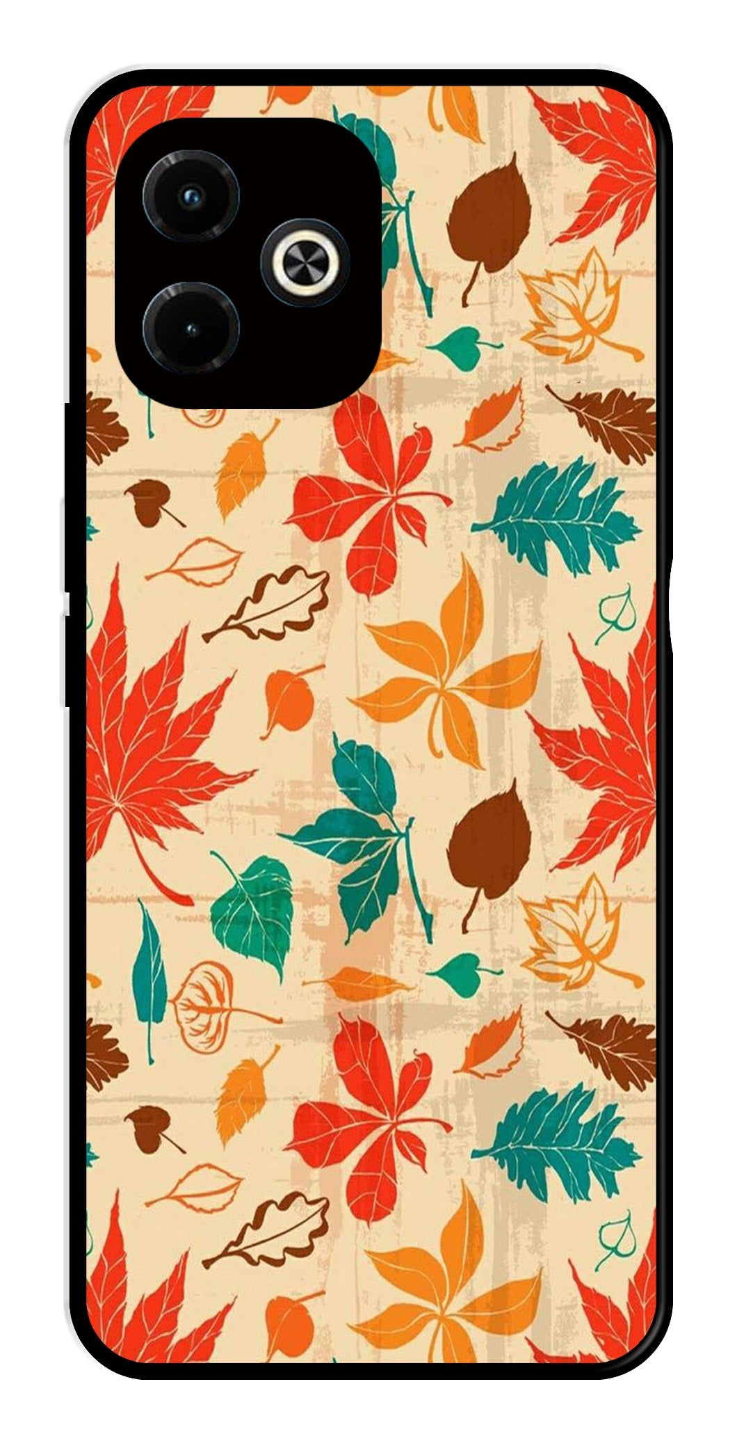 Leafs Design Metal Mobile Case for Infinix Hot 40i Leafs Design Metal Mobile Case for Infinix Hot 40i (Design No -14)