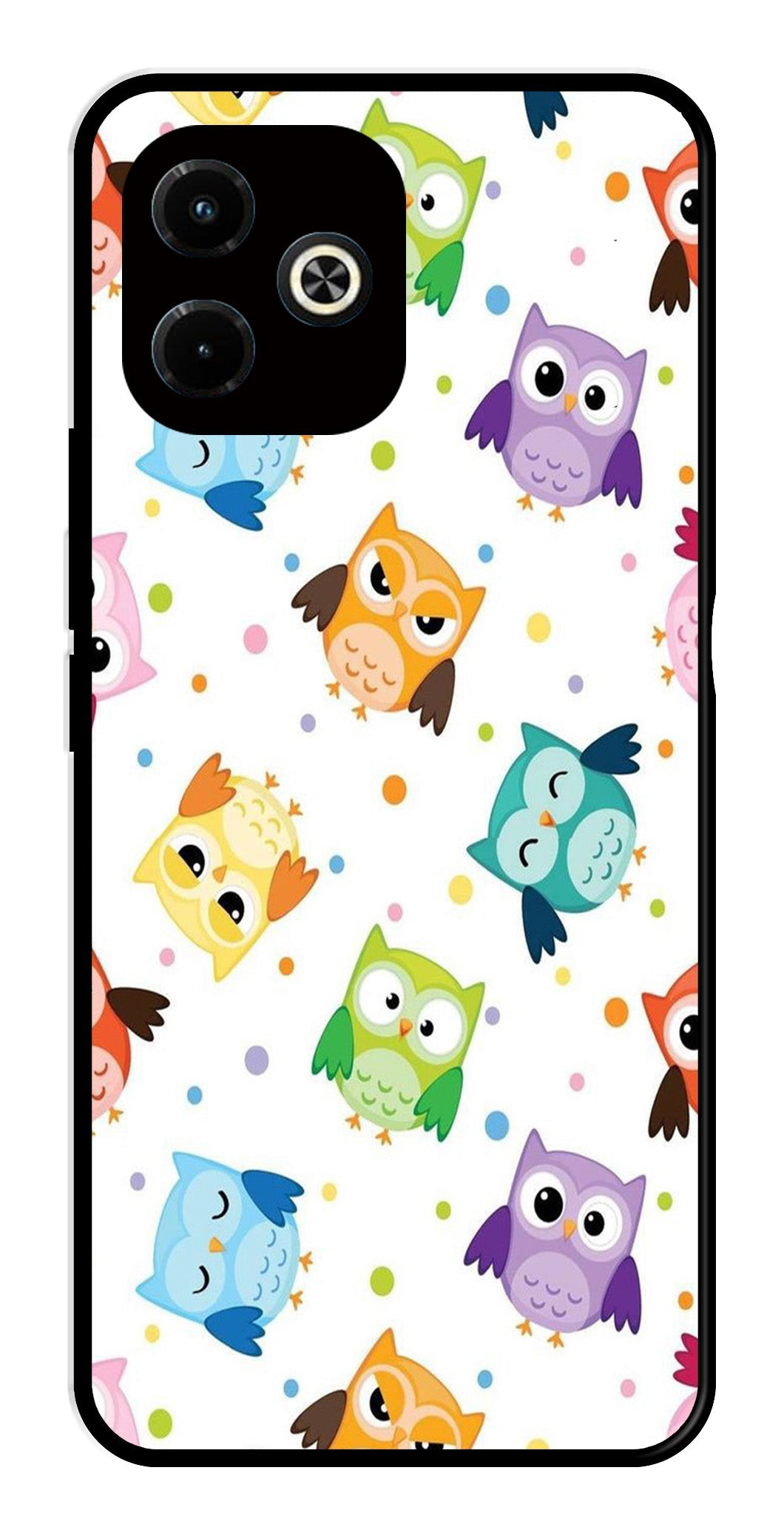 Owls Pattern Metal Mobile Case for Infinix Hot 40i Owls Pattern Metal Mobile Case for Infinix Hot 40i (Design No -20)