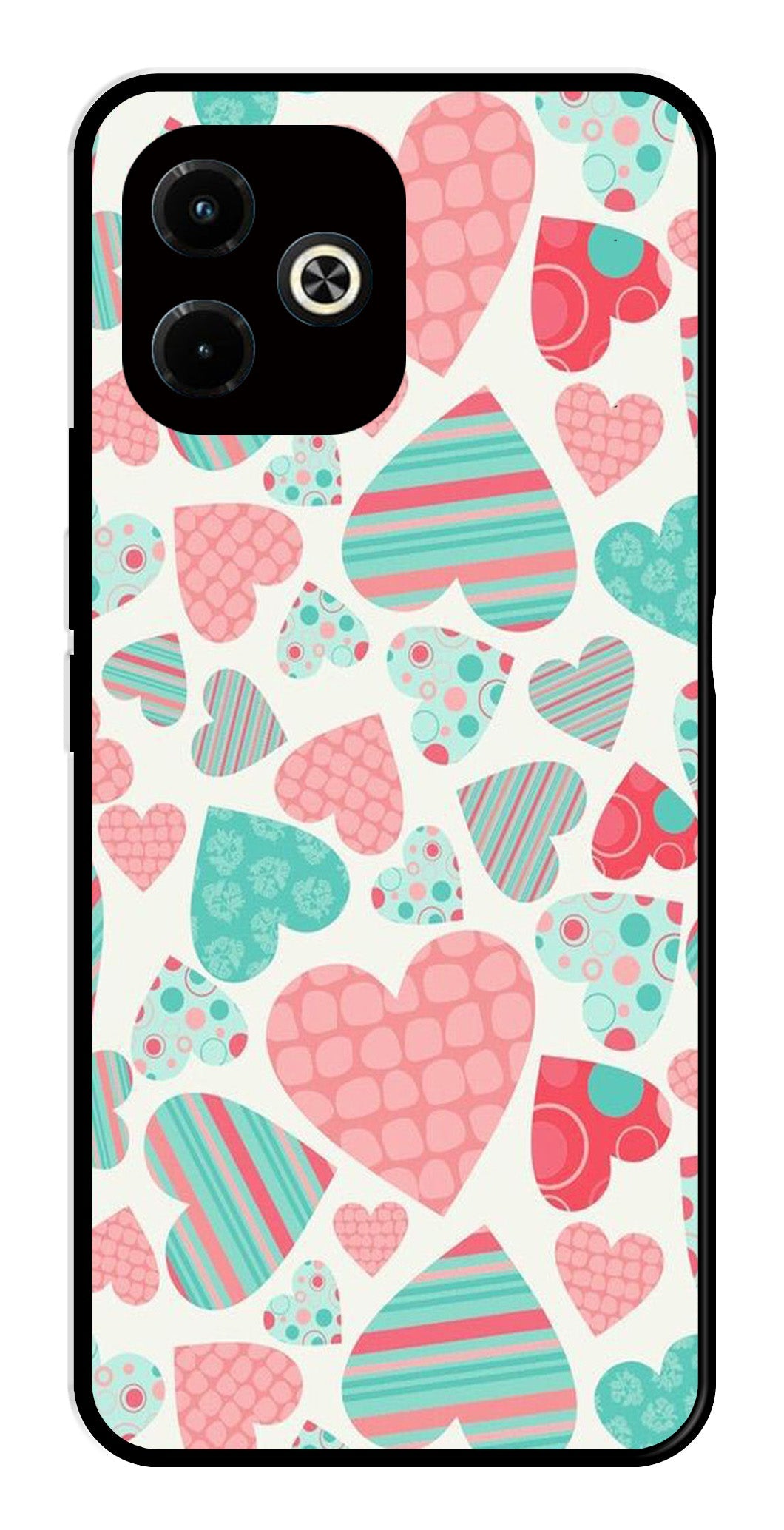 Hearts Pattern Metal Mobile Case for Infinix Hot 40i Hearts Pattern Metal Mobile Case for Infinix Hot 40i (Design No -22)