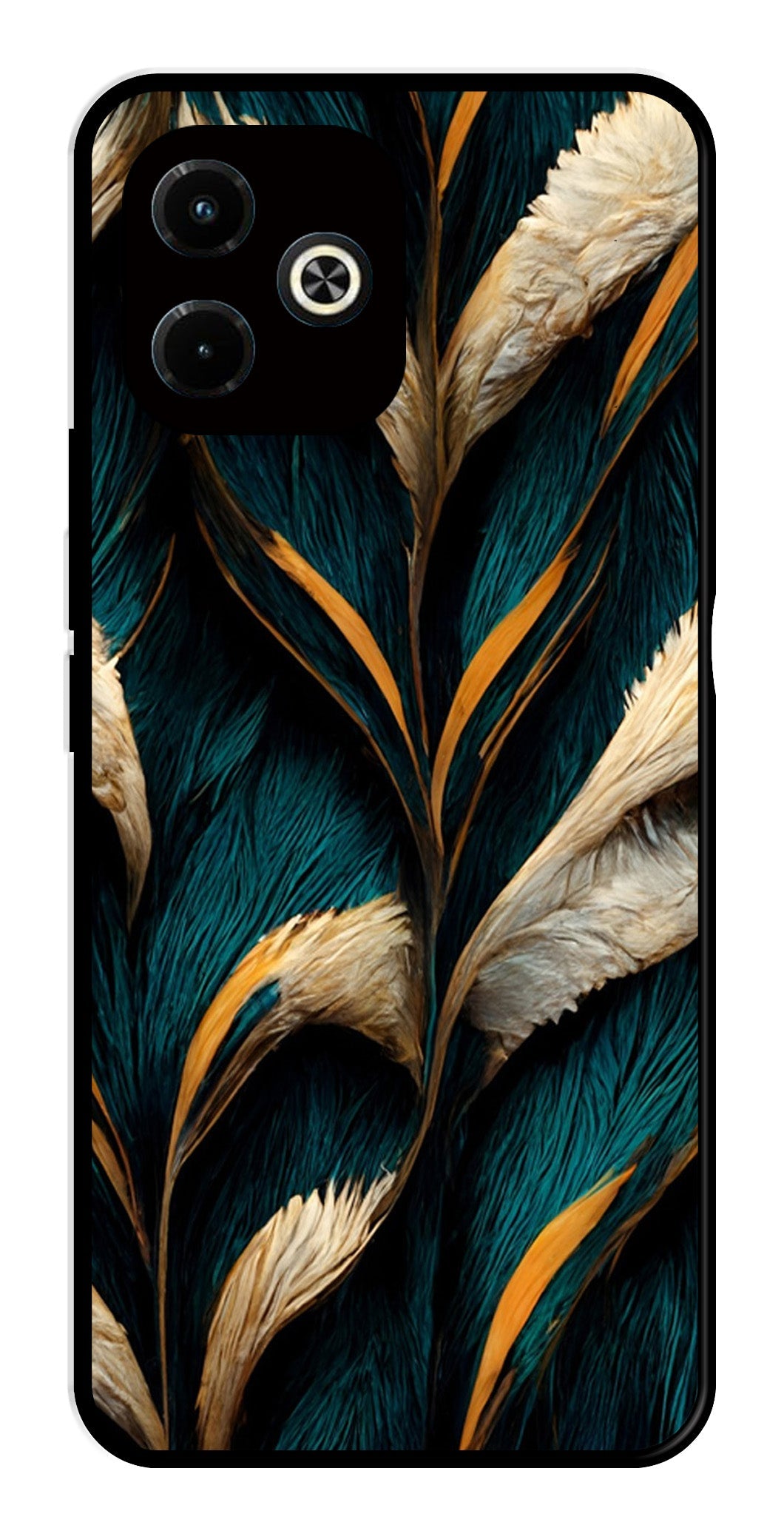 Feathers Metal Mobile Case for Infinix Hot 40i Feathers Metal Mobile Case for Infinix Hot 40i (Design No -30)