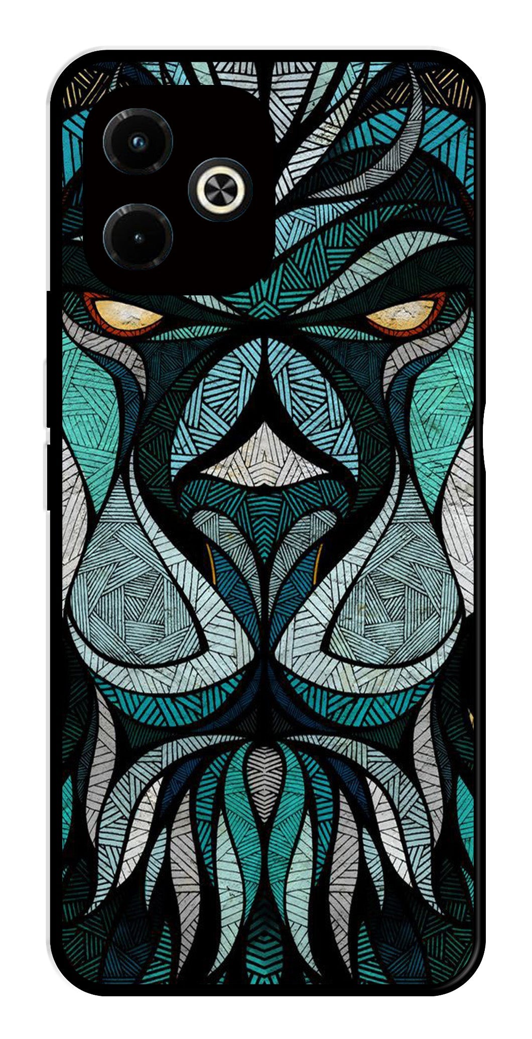 Lion Pattern Metal Mobile Case for Infinix Hot 40i Lion Pattern Metal Mobile Case for Infinix Hot 40i (Design No -40)