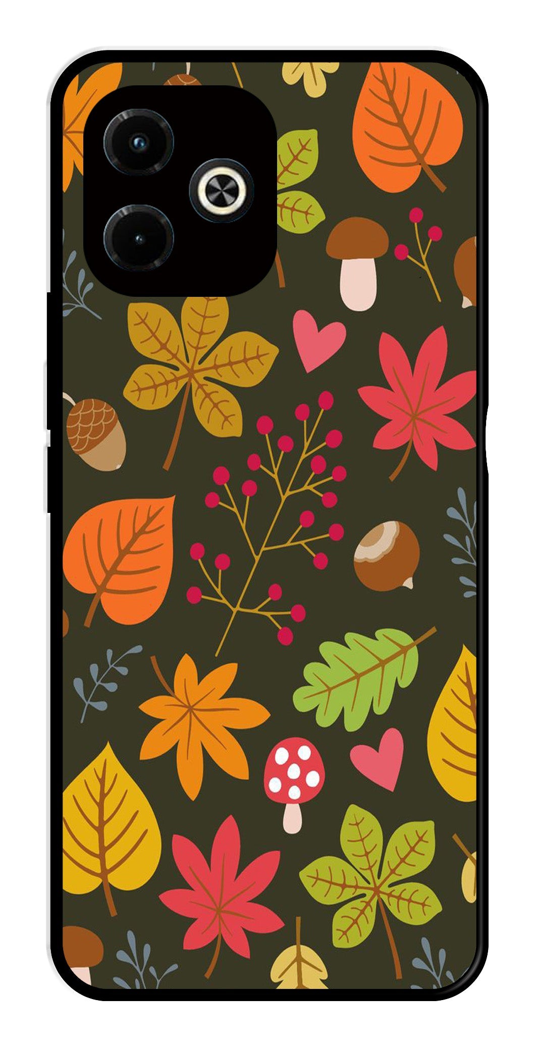 Leaves Design Metal Mobile Case for Infinix Hot 40i Leaves Design Metal Mobile Case for Infinix Hot 40i (Design No -51)