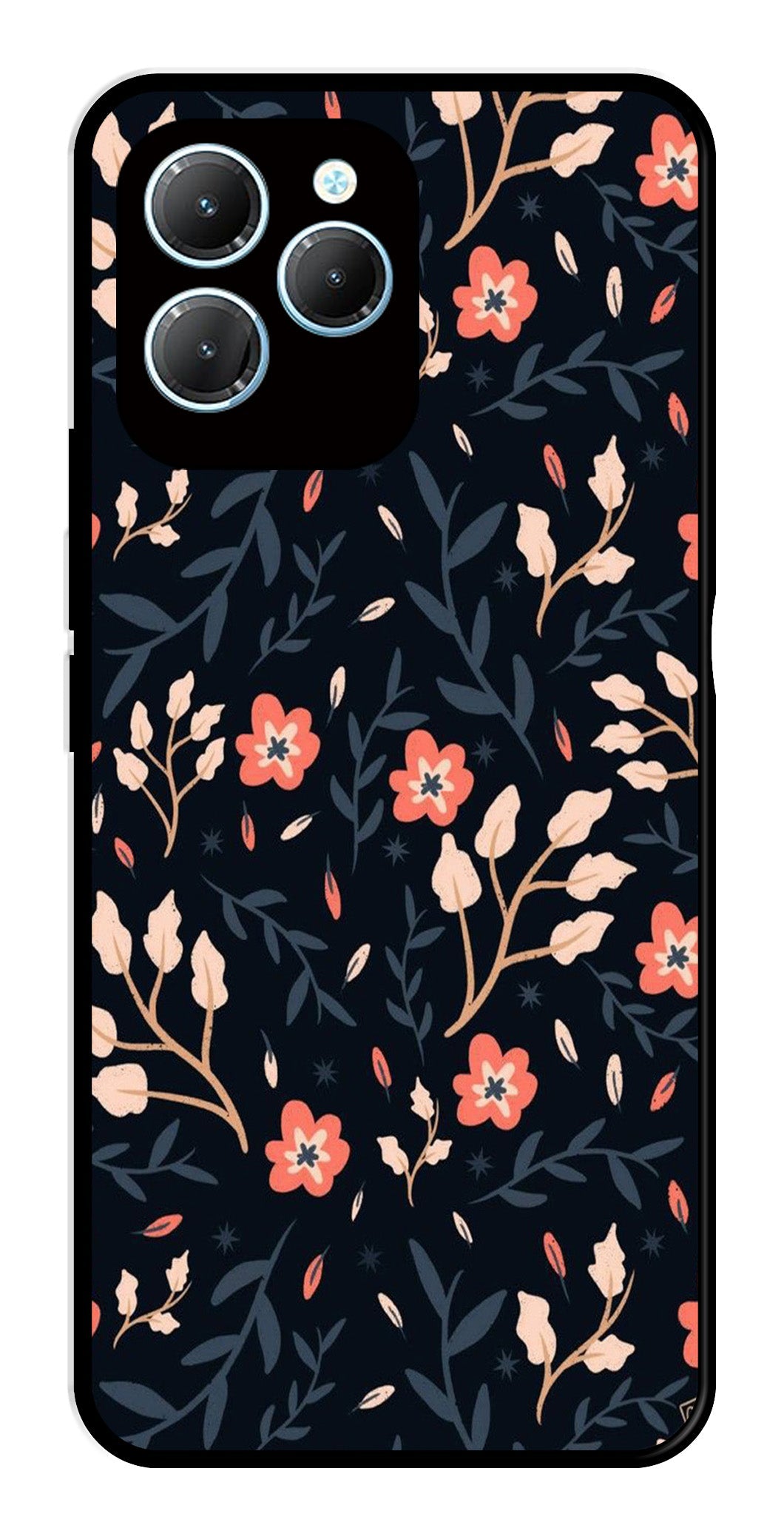 Floral Pattern Metal Mobile Case for Infinix Hot 40 Floral Pattern Metal Mobile Case for Infinix Hot 40 (Design No -10)