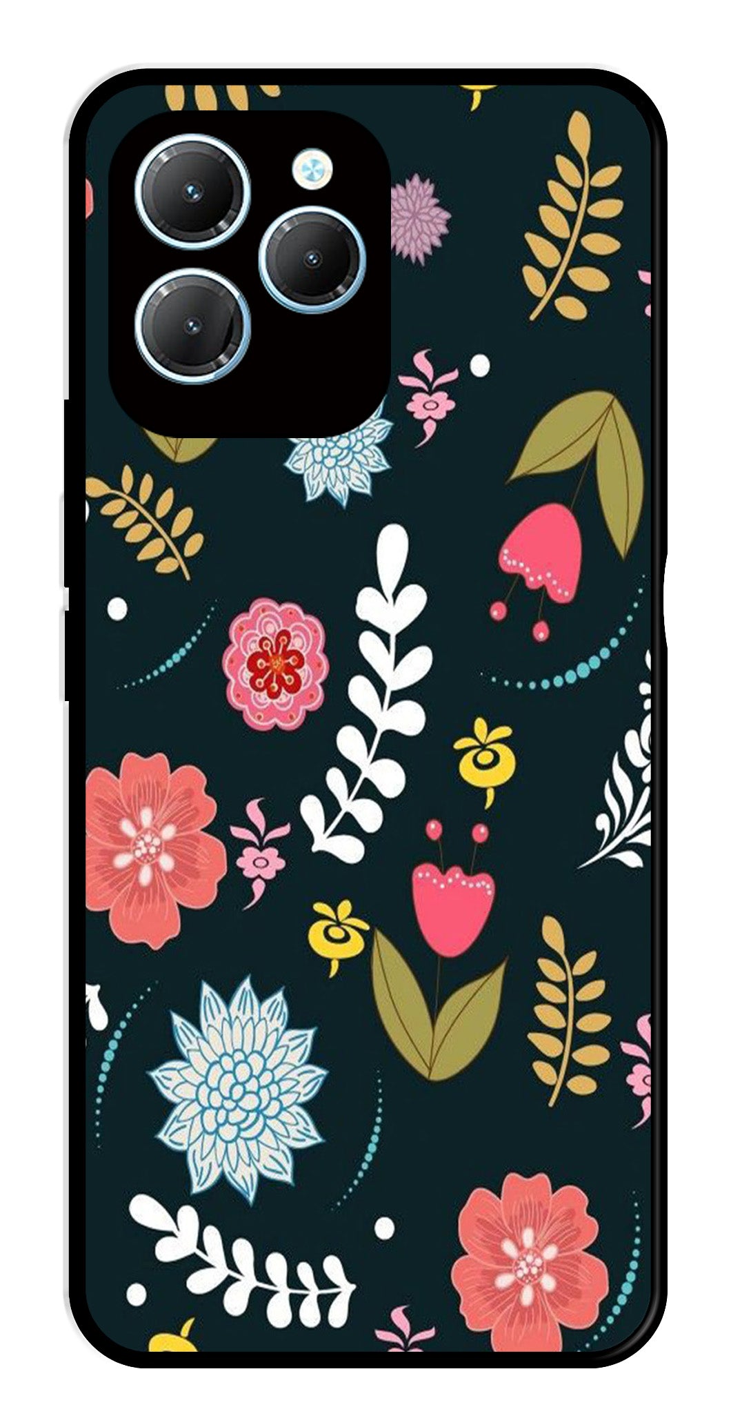 Floral Pattern2 Metal Mobile Case for Infinix Hot 40 Floral Pattern2 Metal Mobile Case for Infinix Hot 40 (Design No -12)