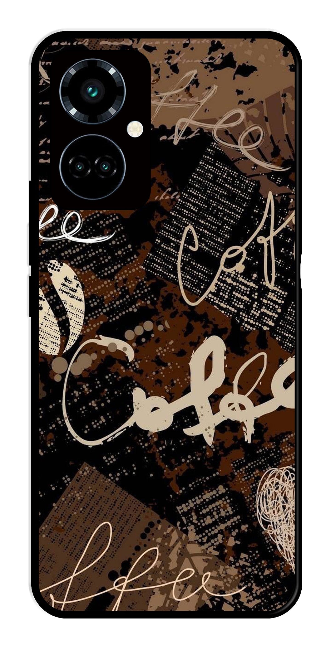 Coffee Pattern Metal Mobile Case for Tecno Camon 19 Pro 5G Coffee Pattern Metal Mobile Case for Tecno Camon 19 Pro 5G (Design No -37)