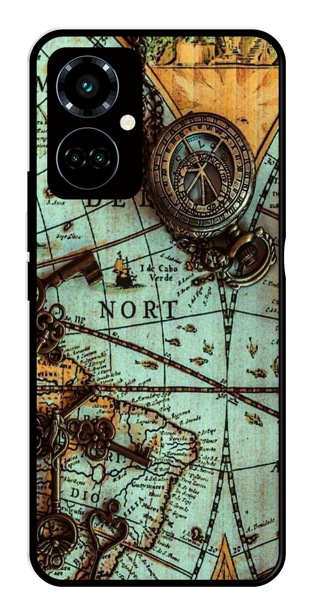 Map Design Metal Mobile Case for Tecno Camon 19 Pro 5G (Design No -54)