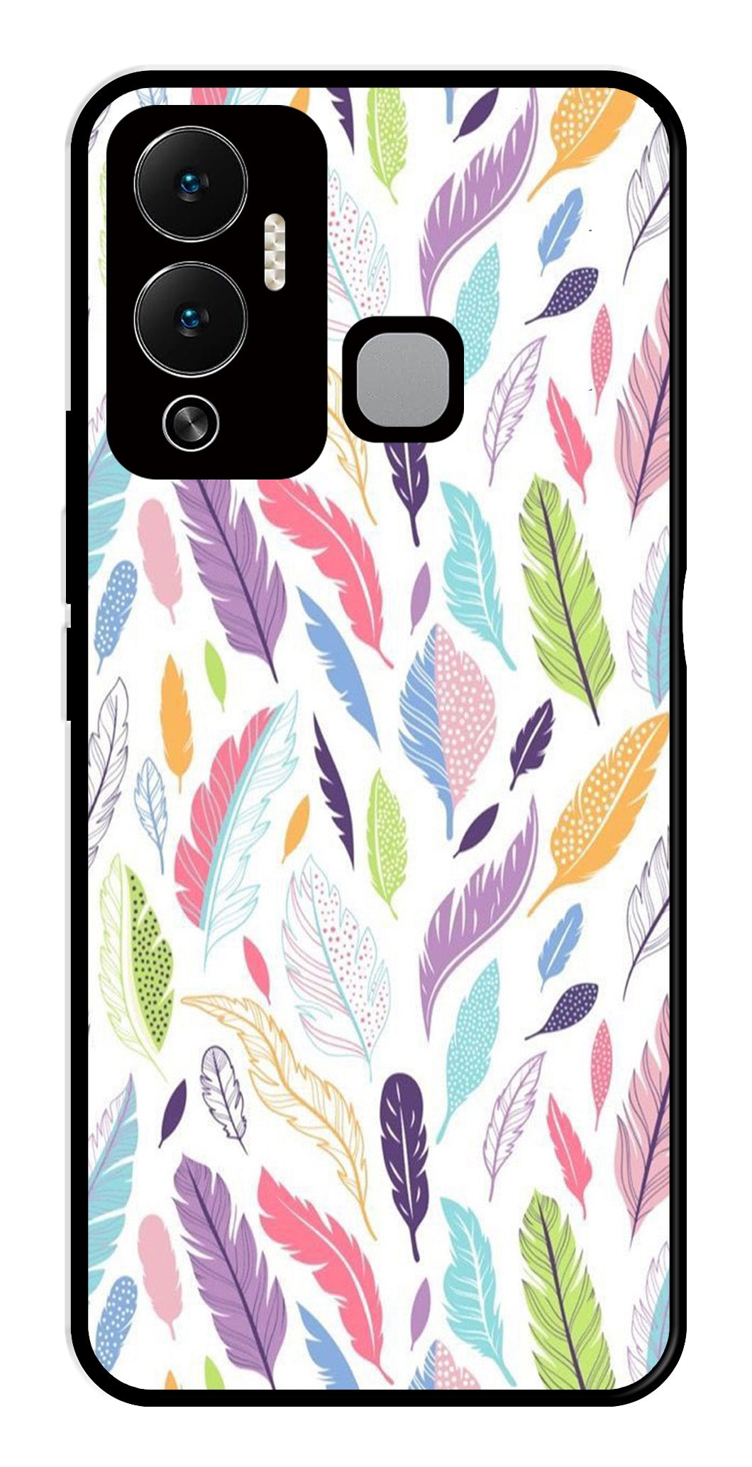 Colorful Feathers Metal Mobile Case for Infinix Hot 12 Play Colorful Feathers Metal Mobile Case for Infinix Hot 12 Play (Design No -06)