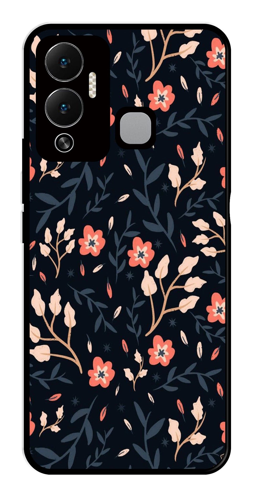 Floral Pattern Metal Mobile Case for Infinix Hot 12 Play Floral Pattern Metal Mobile Case for Infinix Hot 12 Play (Design No -10)