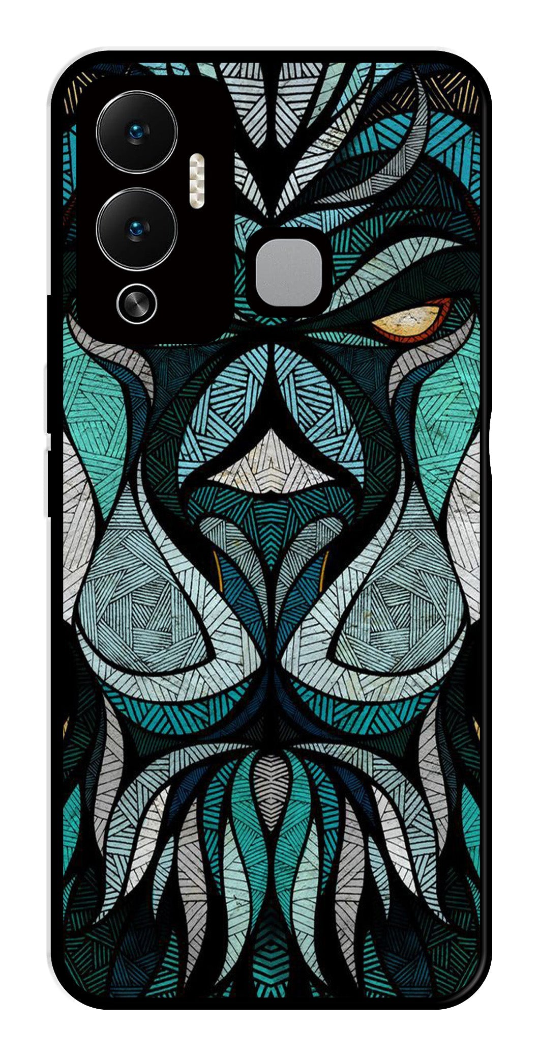 Lion Pattern Metal Mobile Case for Infinix Hot 12 Play Lion Pattern Metal Mobile Case for Infinix Hot 12 Play (Design No -40)