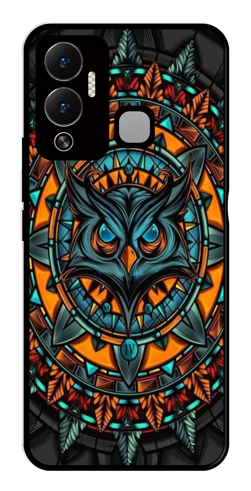 Owl Pattern Metal Mobile Case for Infinix Hot 12 Play Owl Pattern Metal Mobile Case for Infinix Hot 12 Play (Design No -42)