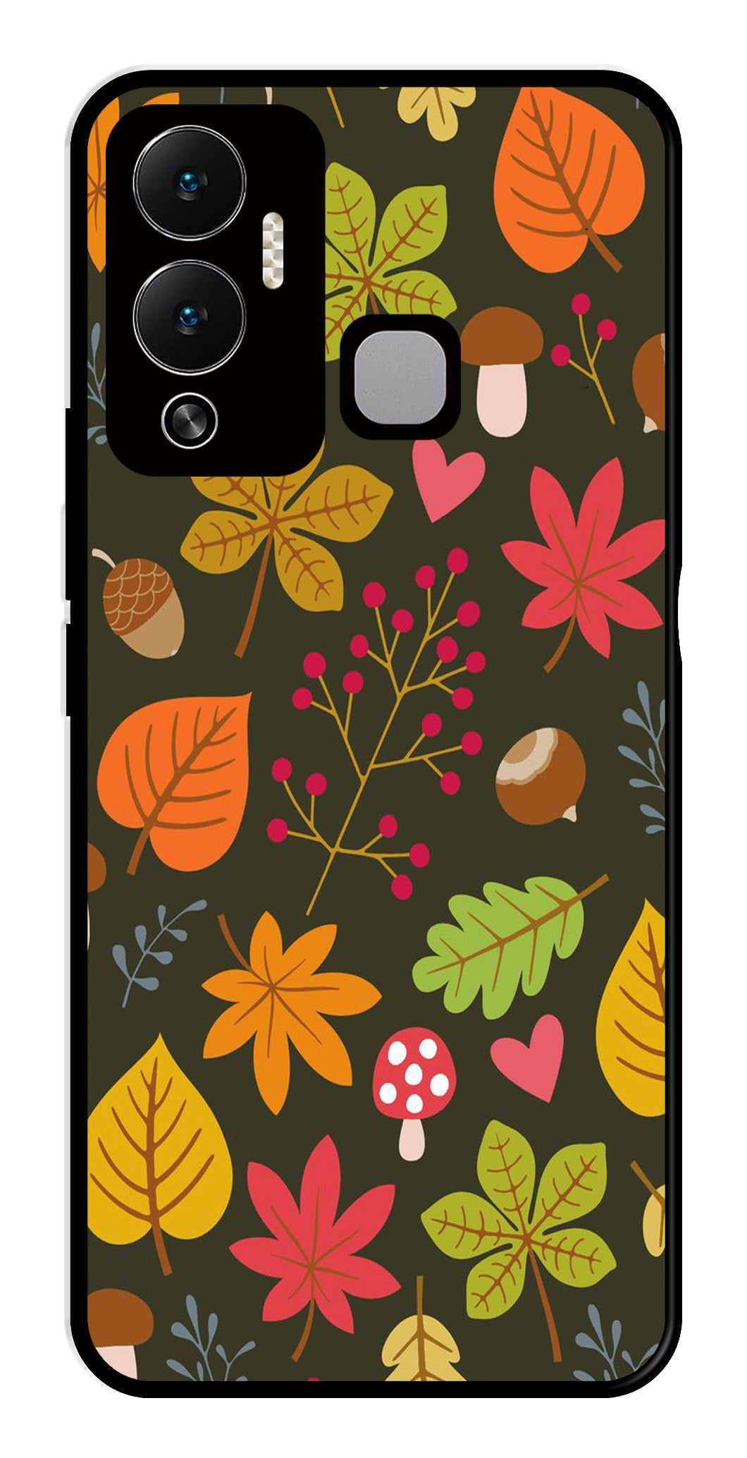 Leaves Design Metal Mobile Case for Infinix Hot 12 Play Leaves Design Metal Mobile Case for Infinix Hot 12 Play (Design No -51)