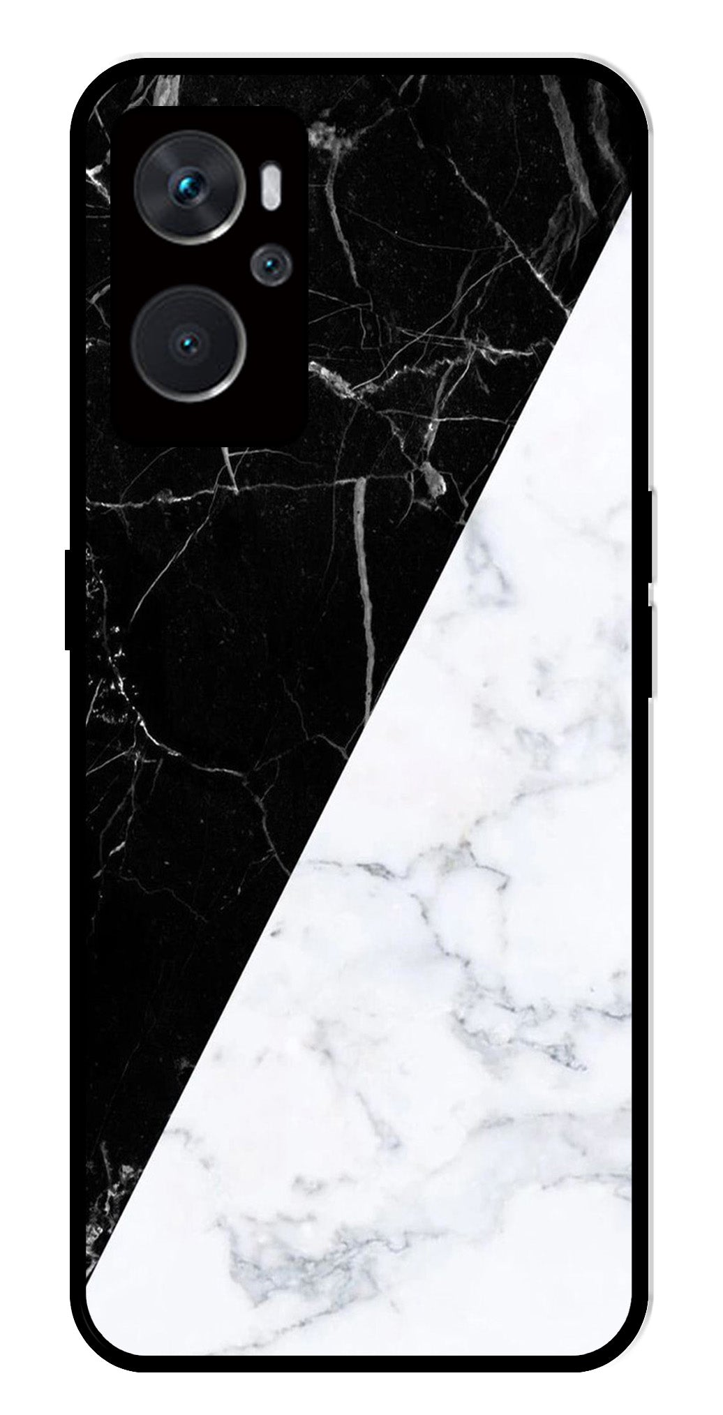 Black White Marble Design Metal Mobile Case for Oppo A36 4G Black White Marble Design Metal Mobile Case for Oppo A36 4G (Design No -09)