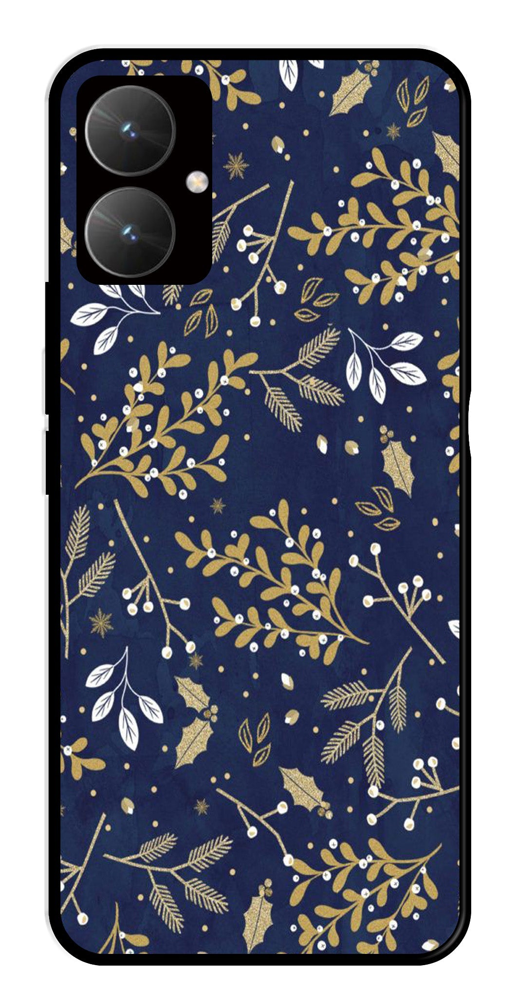 Floral Pattern Metal Mobile Case for Poco M6 5G (Design No -52)