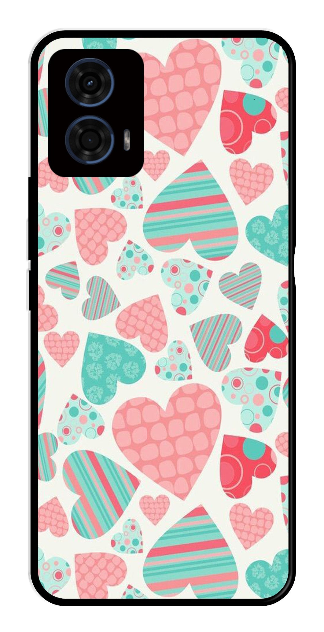Hearts Pattern Metal Mobile Case for Moto G24 Pro Hearts Pattern Metal Mobile Case for Moto G24 Pro (Design No -22)