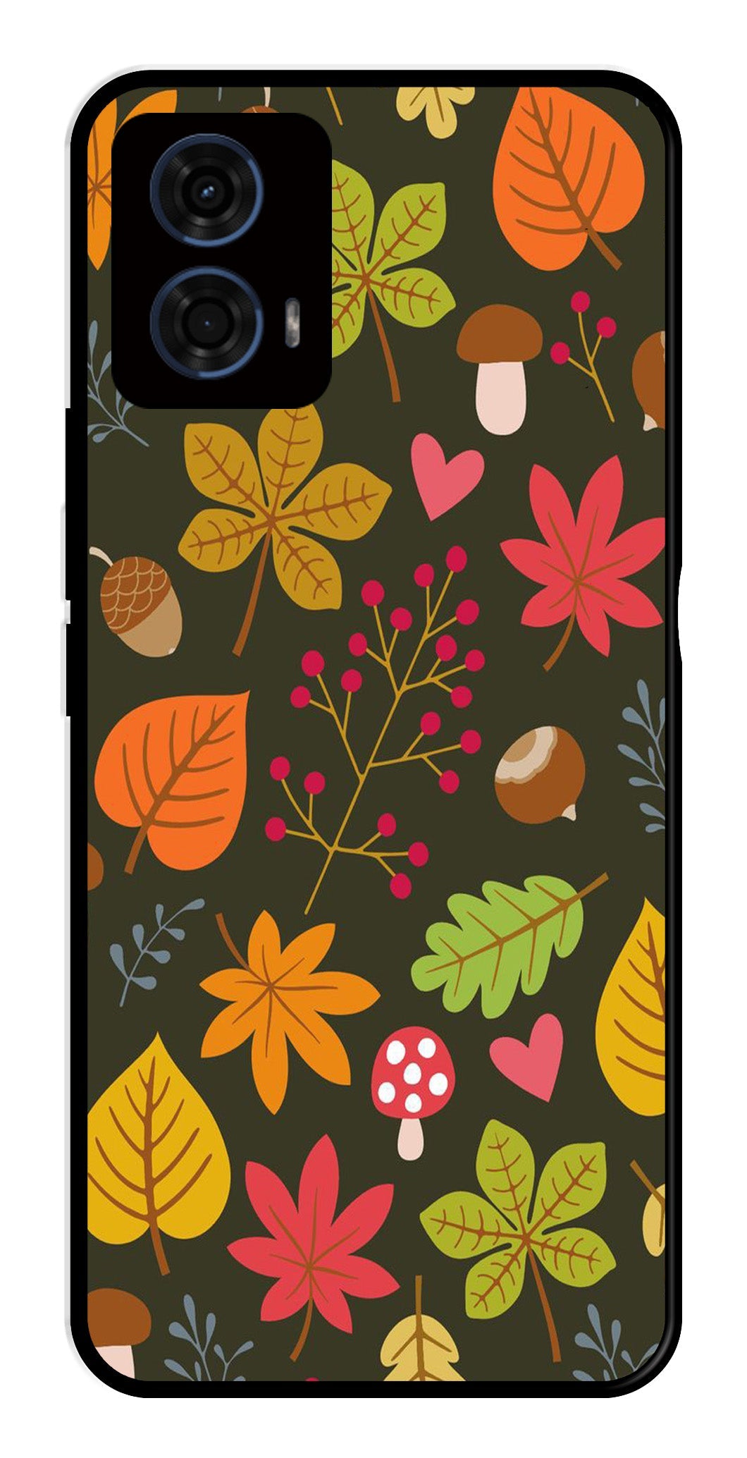 Leaves Design Metal Mobile Case for Moto G24 (Design No -51)
