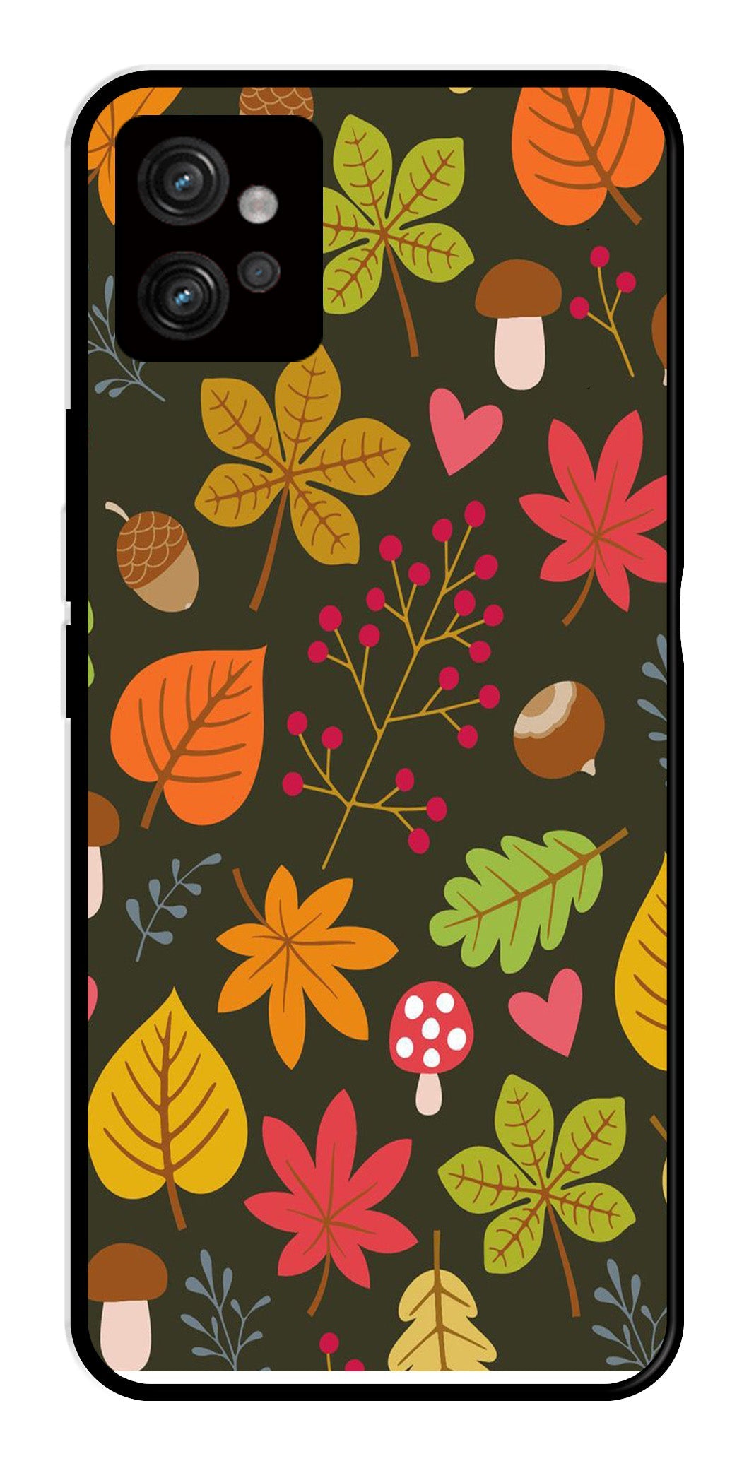 Leaves Design Metal Mobile Case for Moto G32 (Design No -51)
