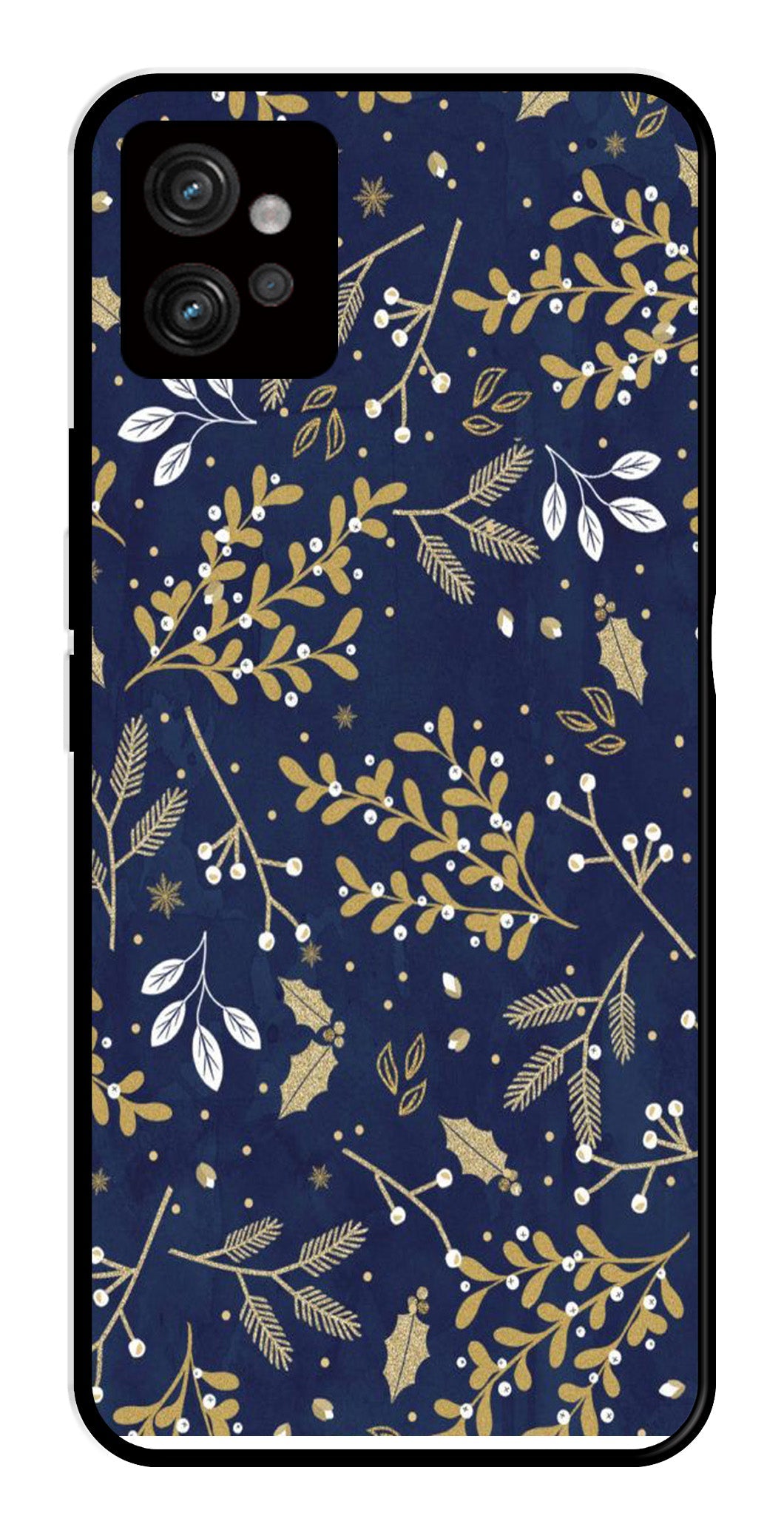Floral Pattern Metal Mobile Case for Moto G32 (Design No -52)