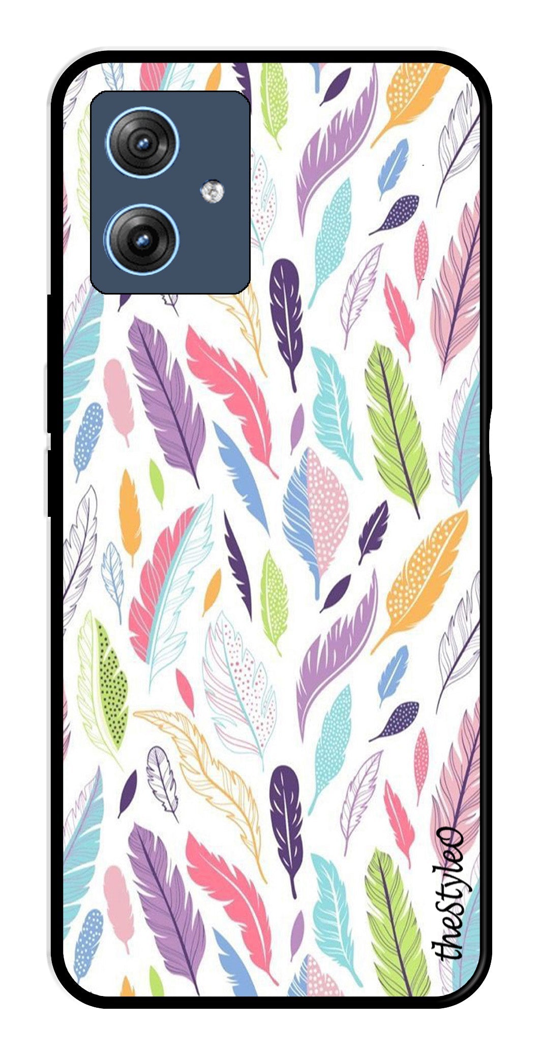 Colorful Feathers Metal Mobile Case for Moto G64 5G Colorful Feathers Metal Mobile Case for Moto G64 5G (Design No -06)