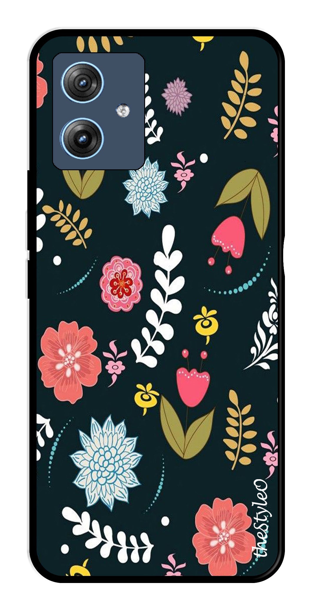 Floral Pattern2 Metal Mobile Case for Moto G64 5G Floral Pattern2 Metal Mobile Case for Moto G64 5G (Design No -12)