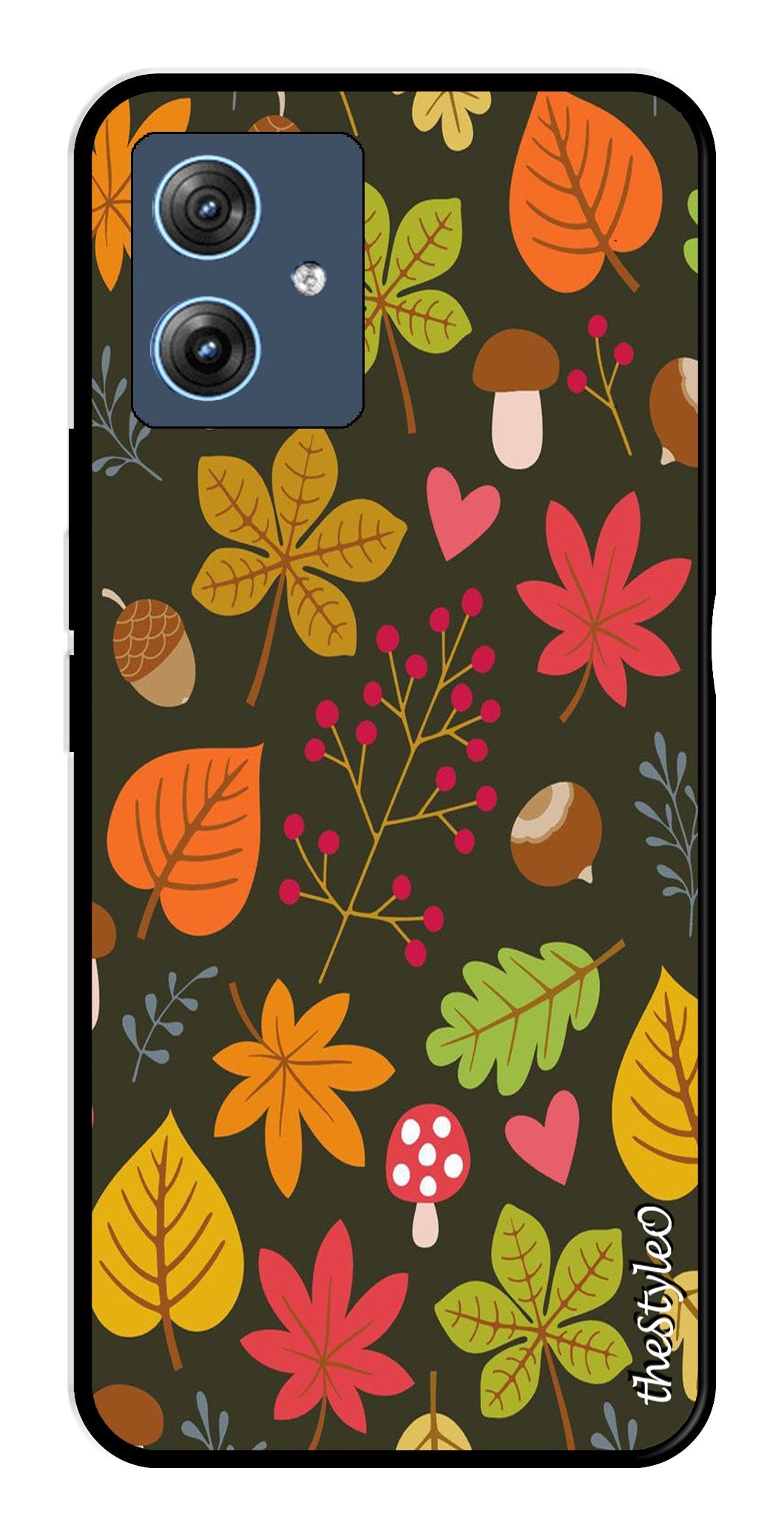 Flower Leaves Design Metal Mobile Case for Moto G64 5G Flower Leaves Design Metal Mobile Case for Moto G64 5G (Design No -50)