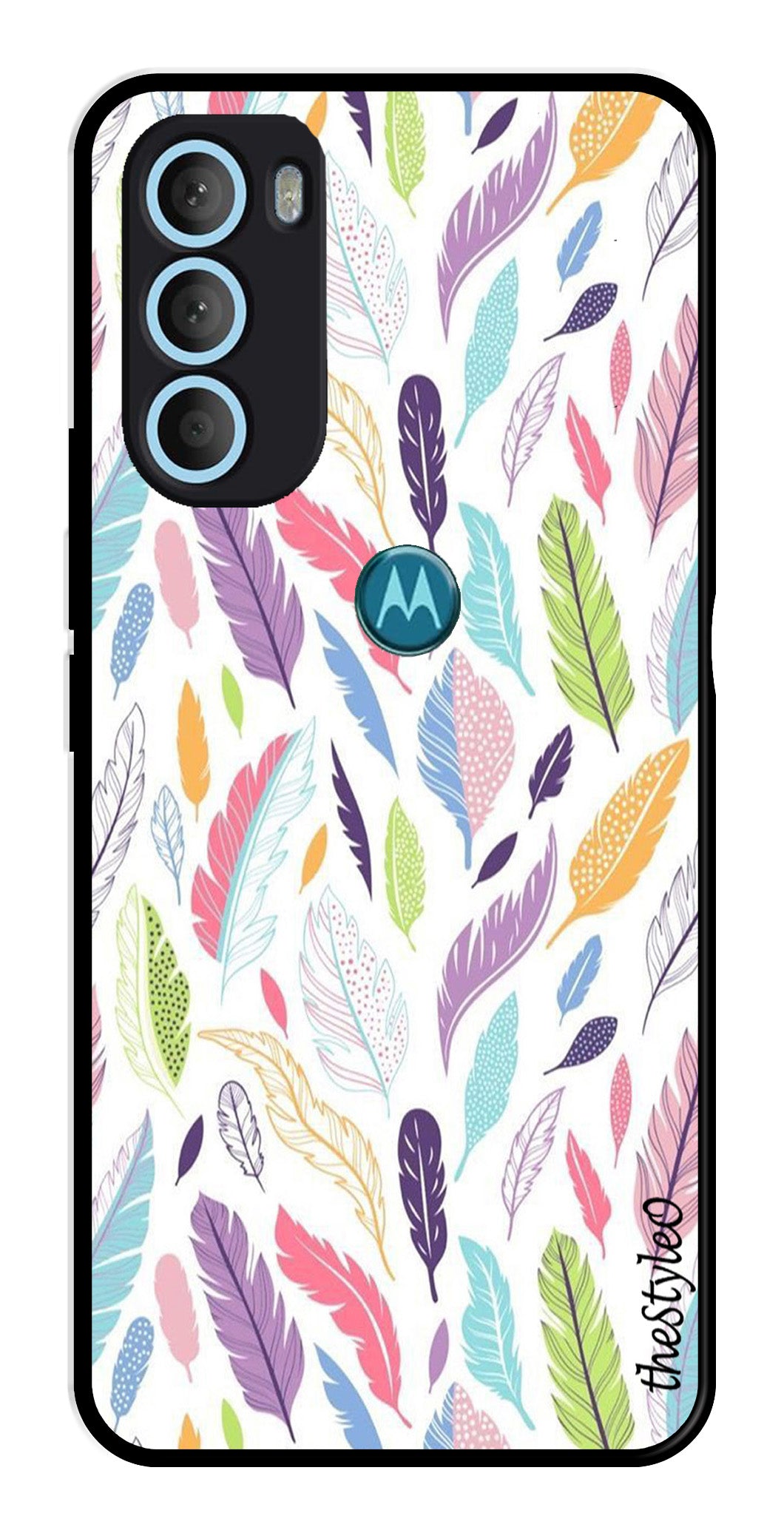 Colorful Feathers Metal Mobile Case for Moto G71 5G Colorful Feathers Metal Mobile Case for Moto G71 5G (Design No -06)