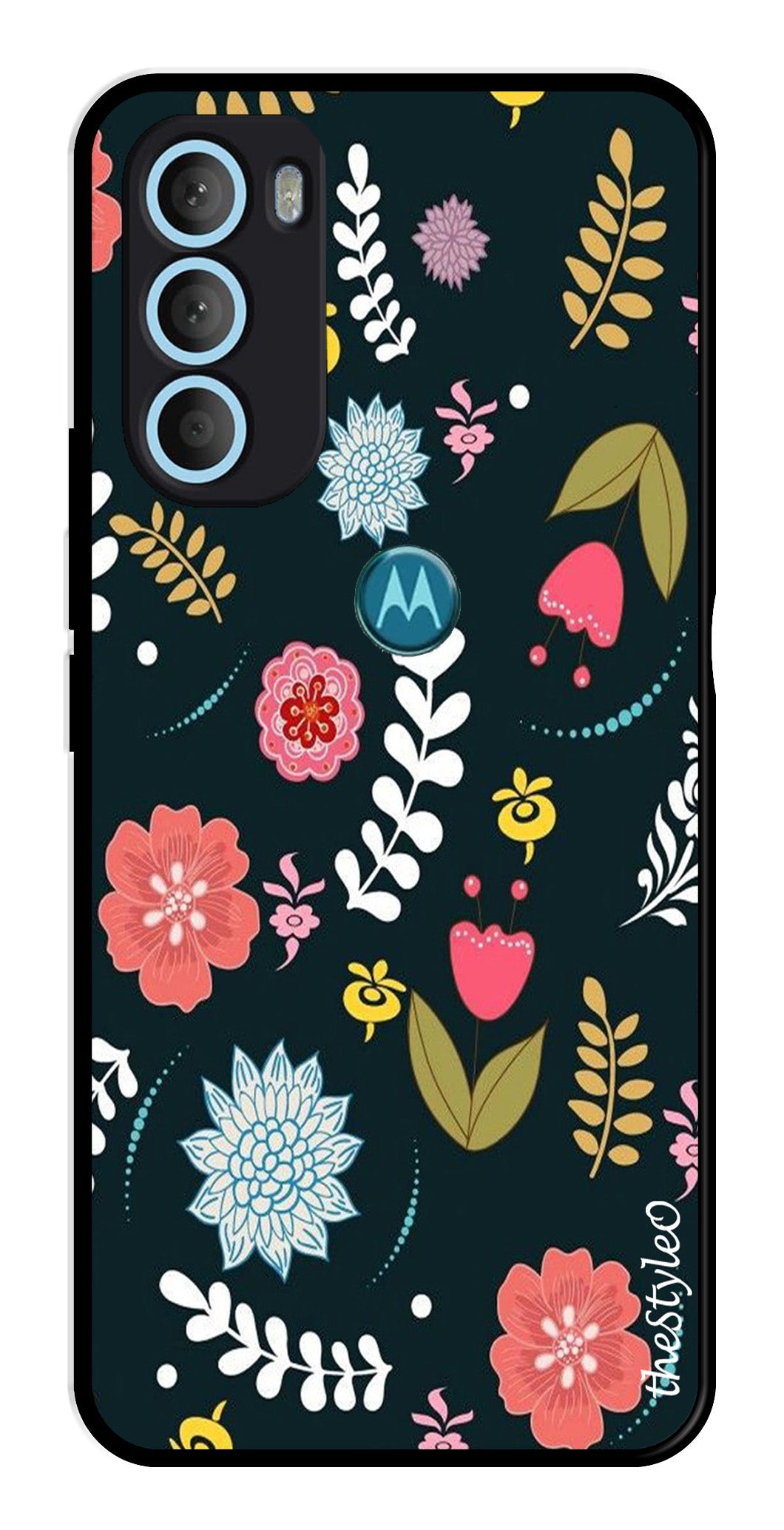 Floral Pattern2 Metal Mobile Case for Moto G71 5G Floral Pattern2 Metal Mobile Case for Moto G71 5G (Design No -12)