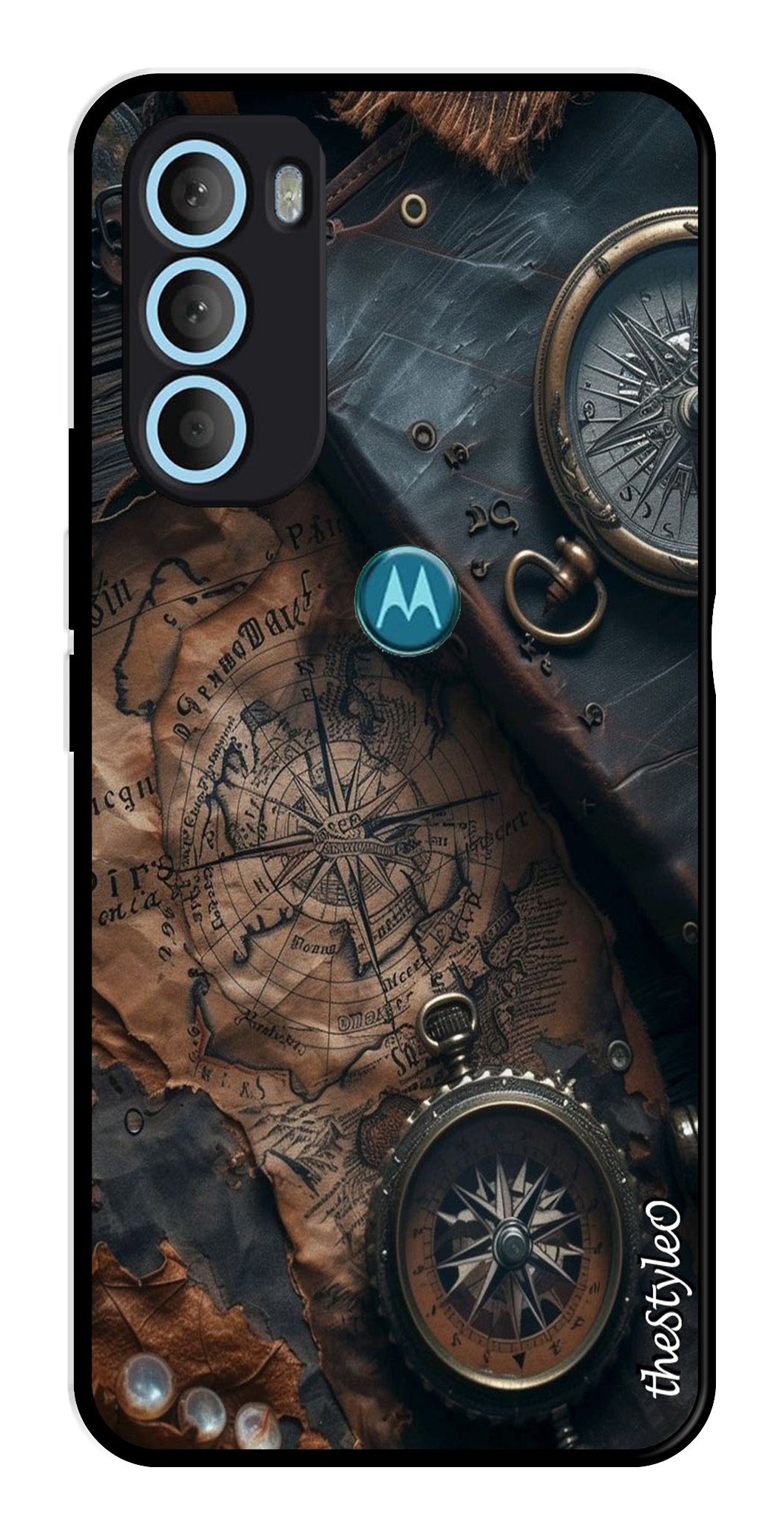 Vintage Compass Metal Mobile Case for Moto G71 5G Vintage Compass Metal Mobile Case for Moto G71 5G (Design No -90)