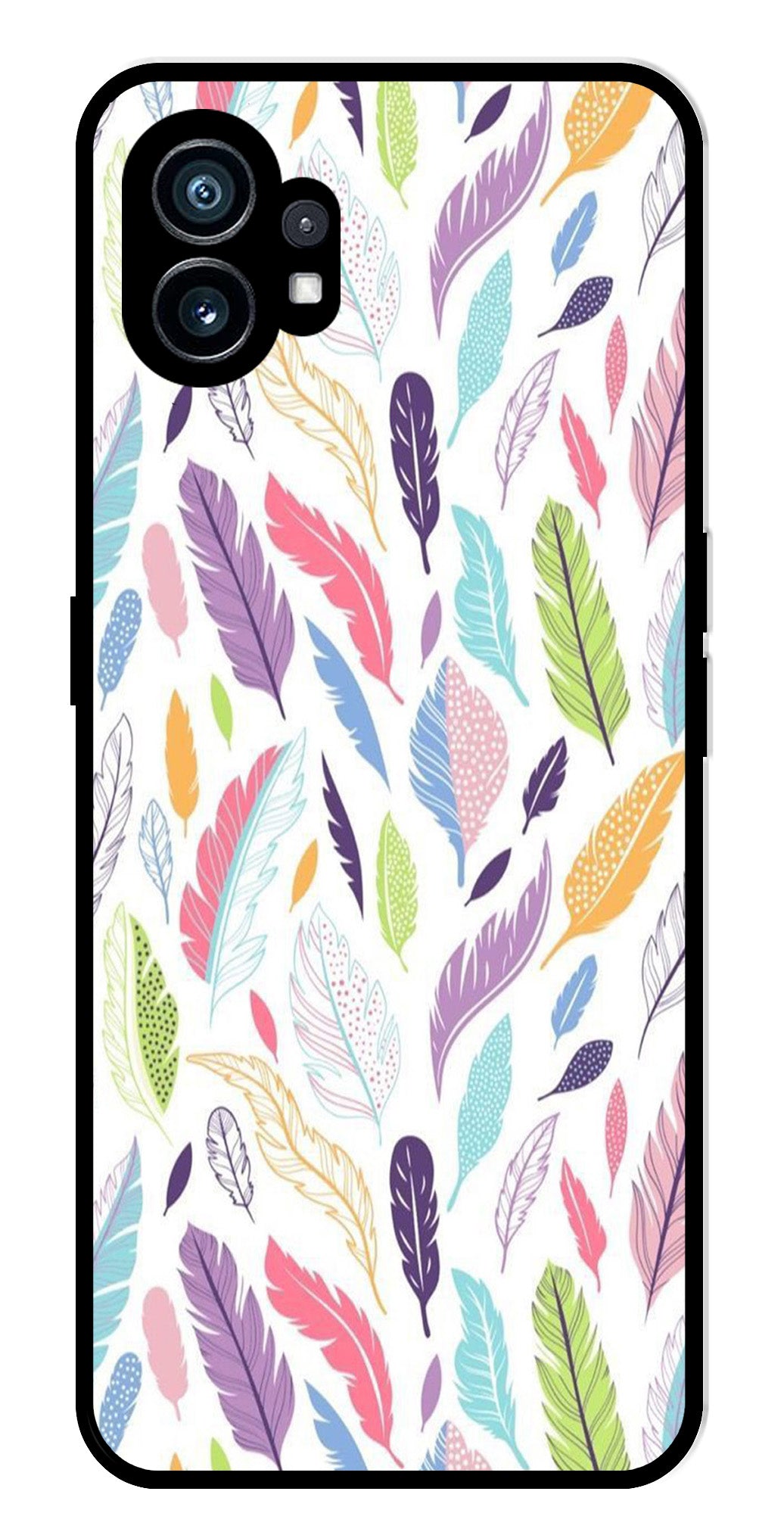 Colorful Feathers Metal Mobile Case for Nothing Phone 1 Colorful Feathers Metal Mobile Case for Nothing Phone 1 (Design No -06)