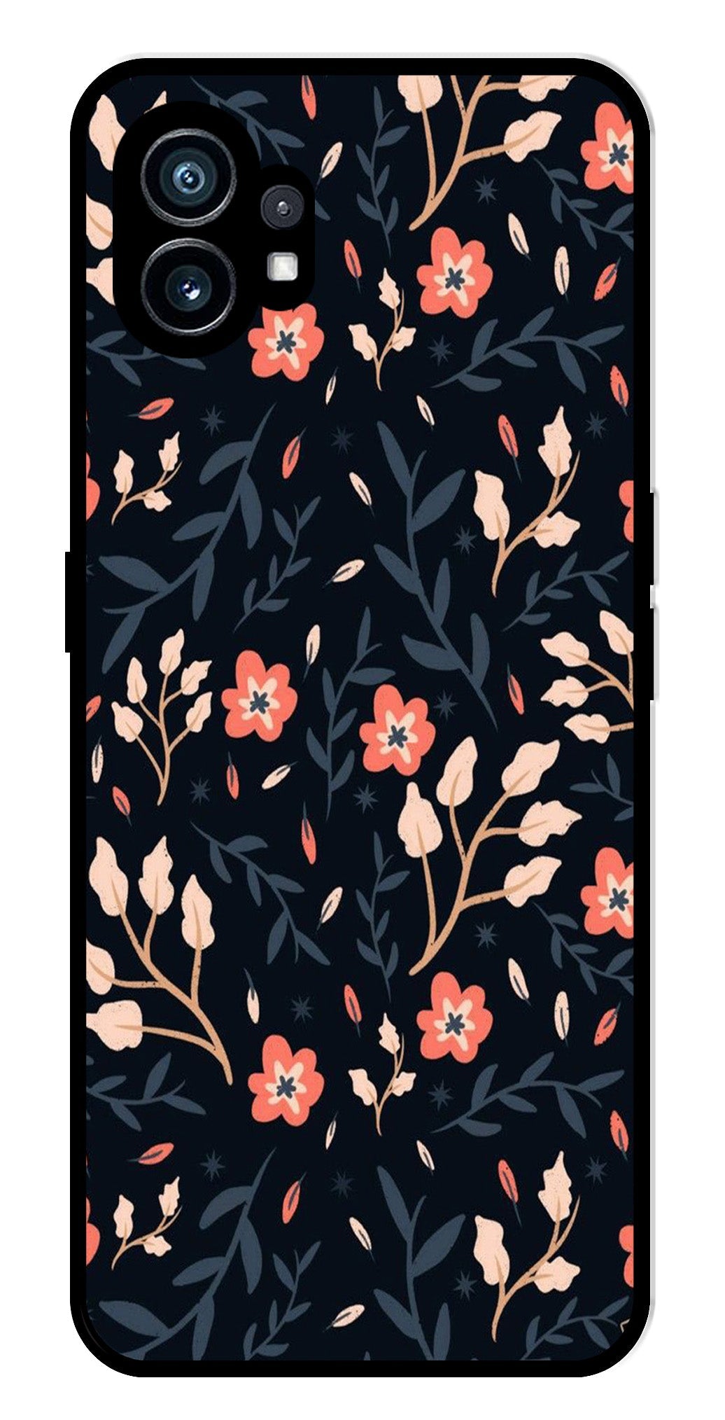 Floral Pattern Metal Mobile Case for Nothing Phone 1 Floral Pattern Metal Mobile Case for Nothing Phone 1 (Design No -10)