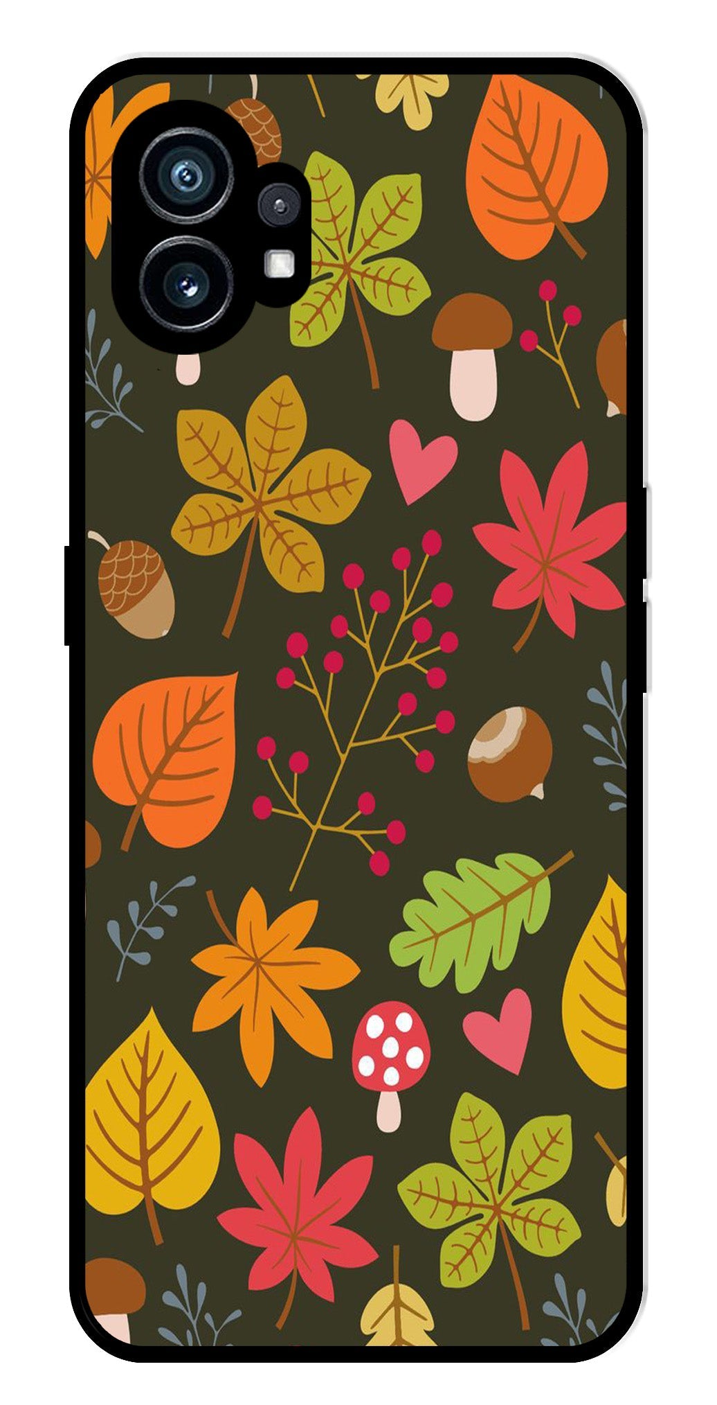 Leaves Design Metal Mobile Case for Nothing Phone 1 Leaves Design Metal Mobile Case for Nothing Phone 1 (Design No -51)