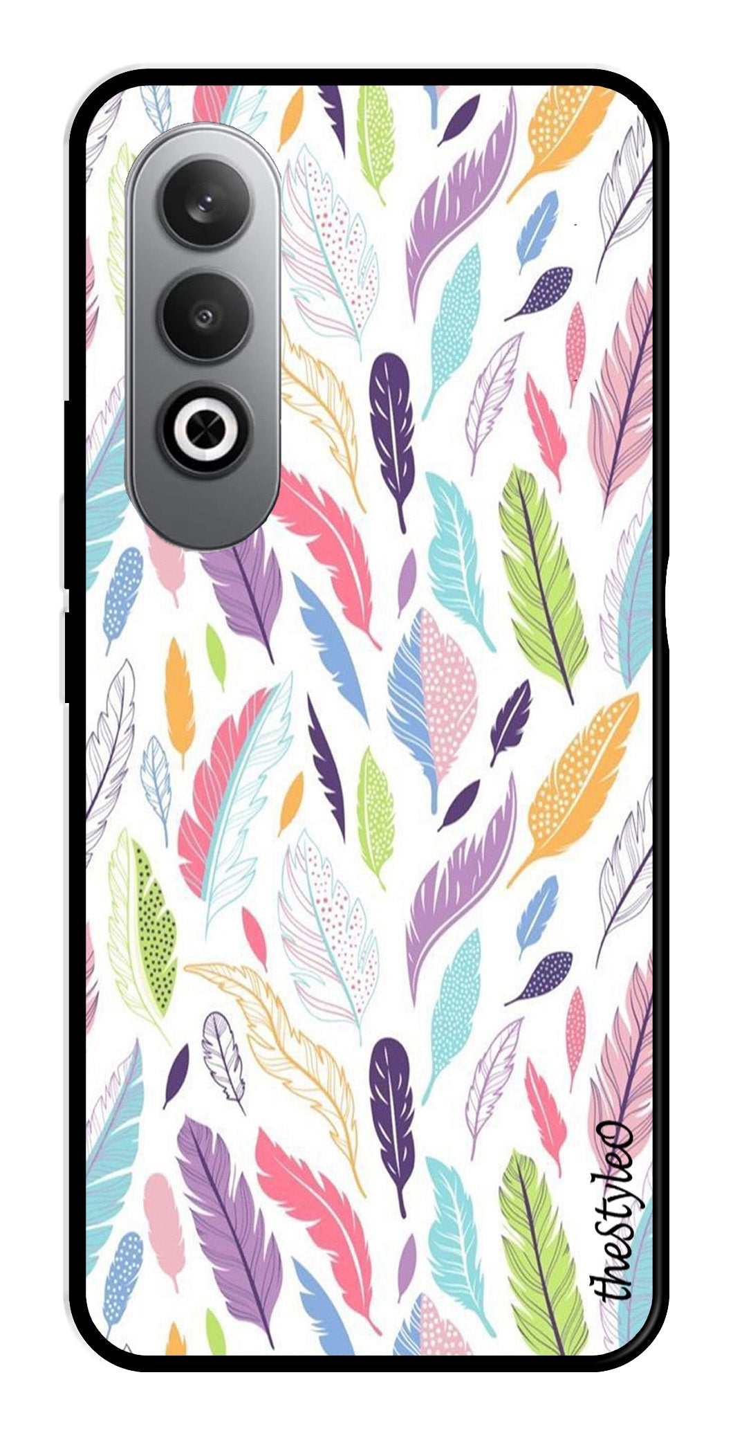 Colorful Feathers Metal Mobile Case for OnePlus Nord CE4 Colorful Feathers Metal Mobile Case for OnePlus Nord CE4 (Design No -06)